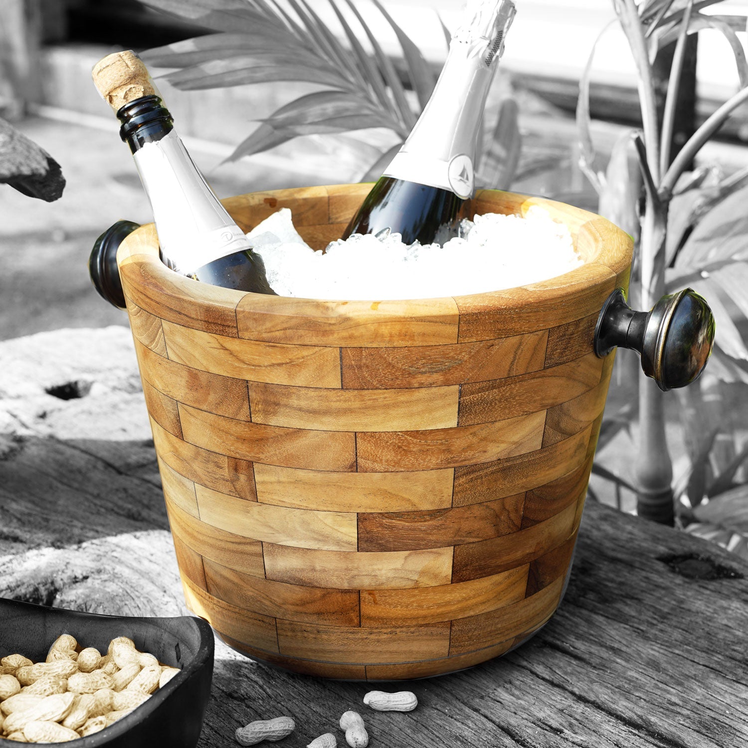 Rico & Plato Angelia Teak Wine/Champagne Ice bucket - Thumbnail 2
