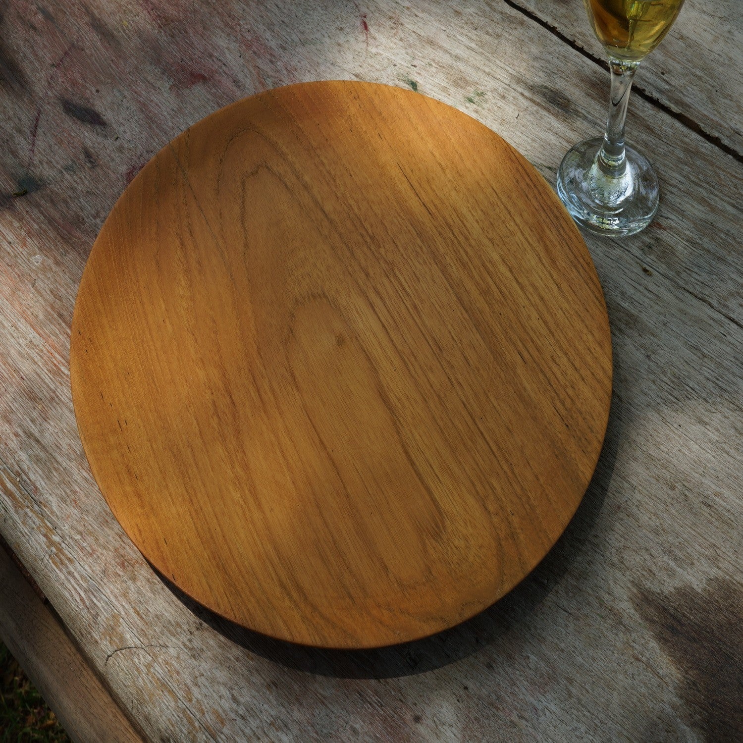 Rico & Plato Bourgogne Small Teak Plate (Set of 2) - Thumbnail 3