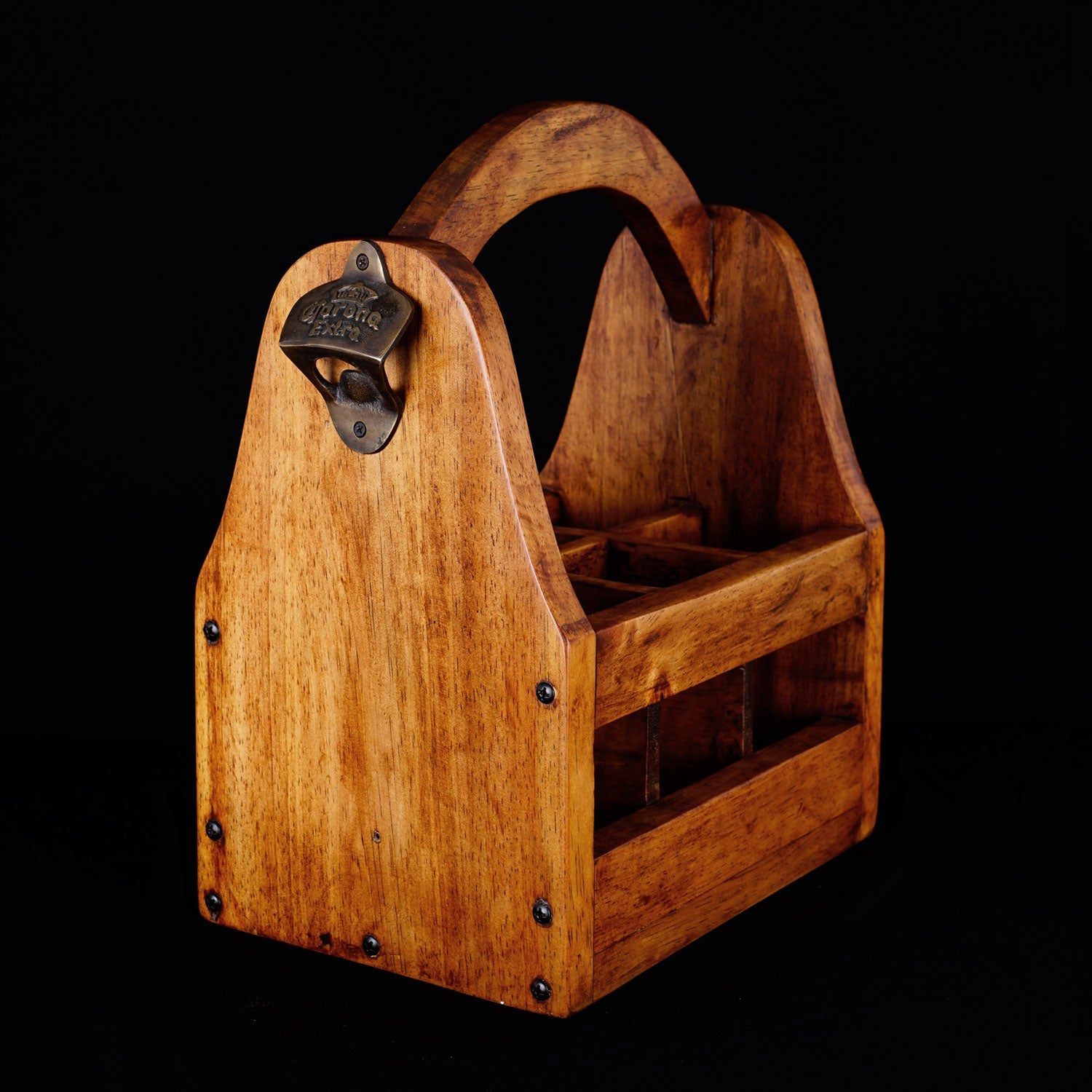 Rico & Plato Ced Wooden 6-Pack Bottle Holder with Bottle Opener