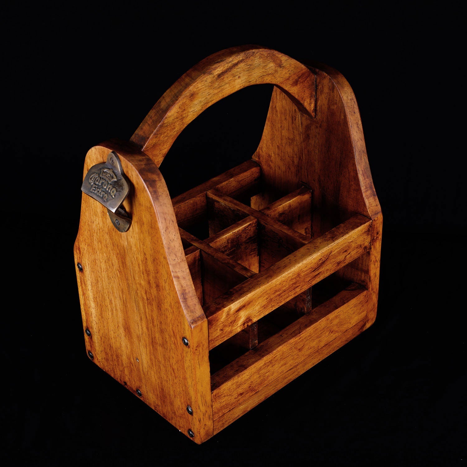 Rico & Plato Ced Wooden 6-Pack Bottle Holder with Bottle Opener - Thumbnail 2