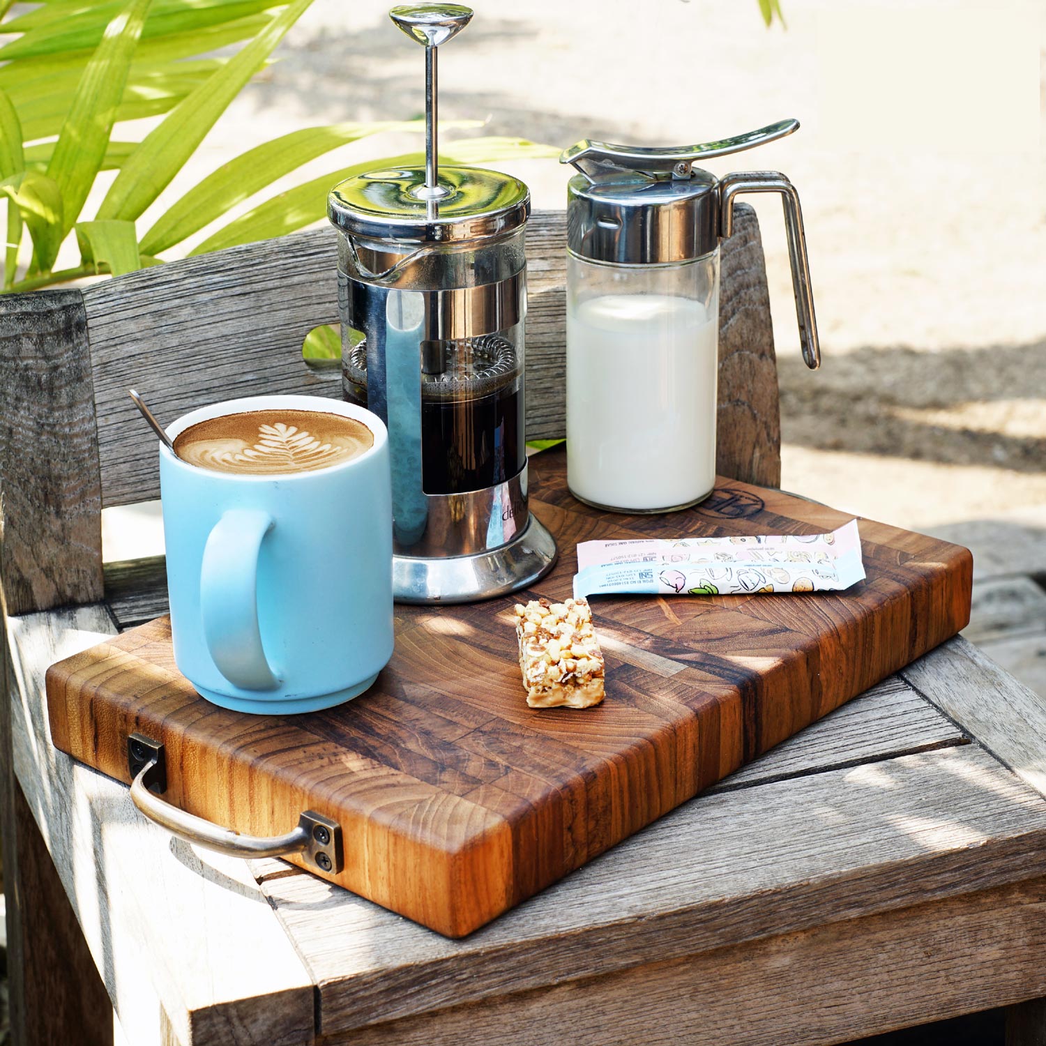 Rico & Plato Celery End Grain Teak Cutting Board/Coffee Server - Thumbnail 4
