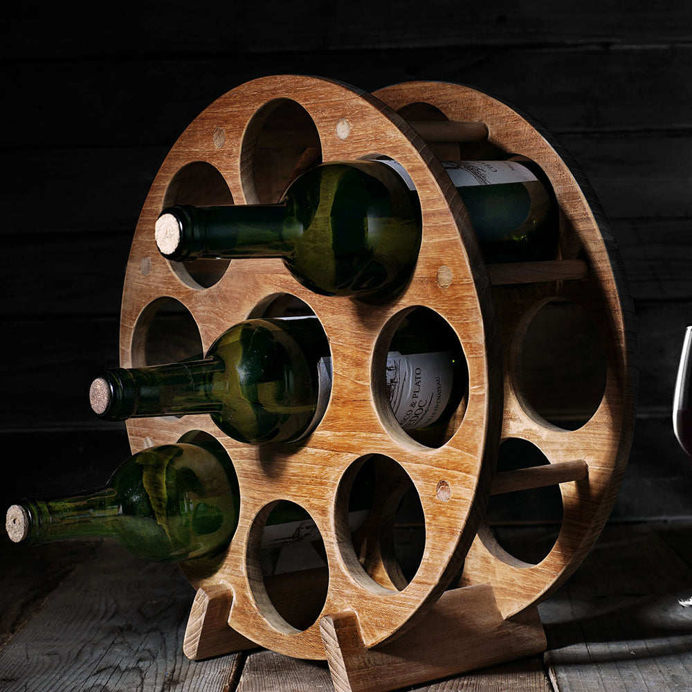 Rico &amp; Plato Circular Teak Countertop Wine Rack
