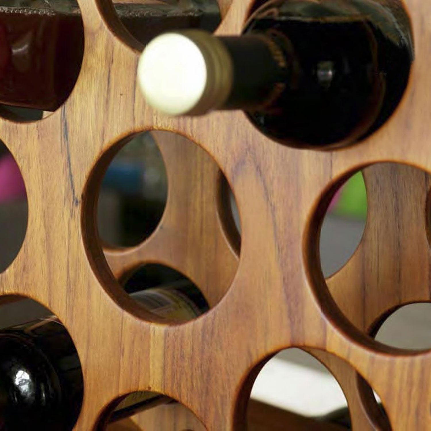 Rico &amp; Plato Circular Teak Countertop Wine Rack