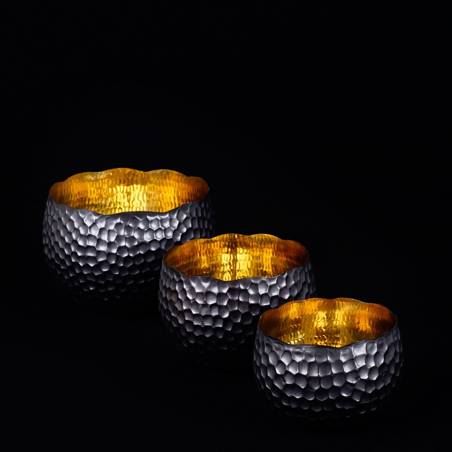 Rico & Plato Copper Bowls - Black Accent (Set of 3)