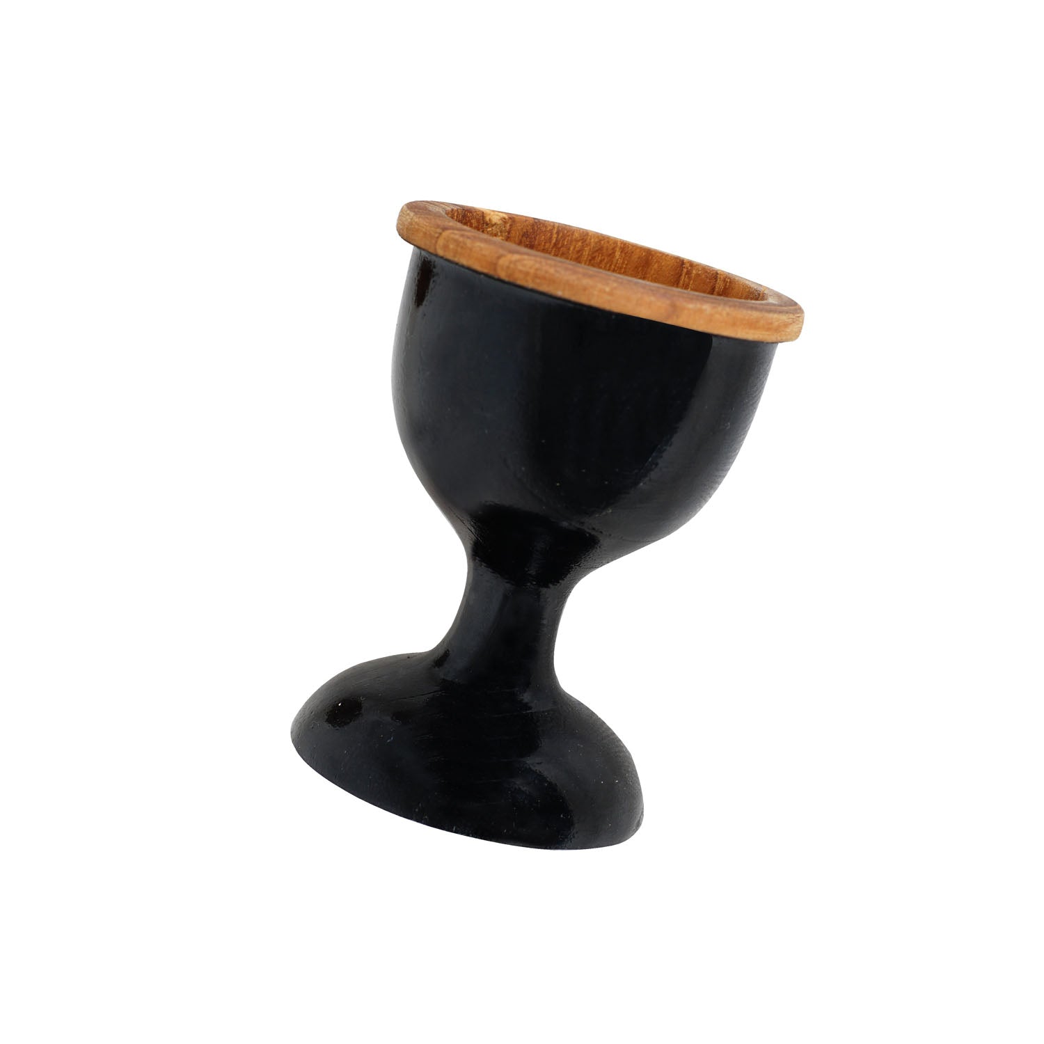 Rico & Plato Dante Teak Egg Cups with Black Exterior (Set of 2) - Thumbnail 2