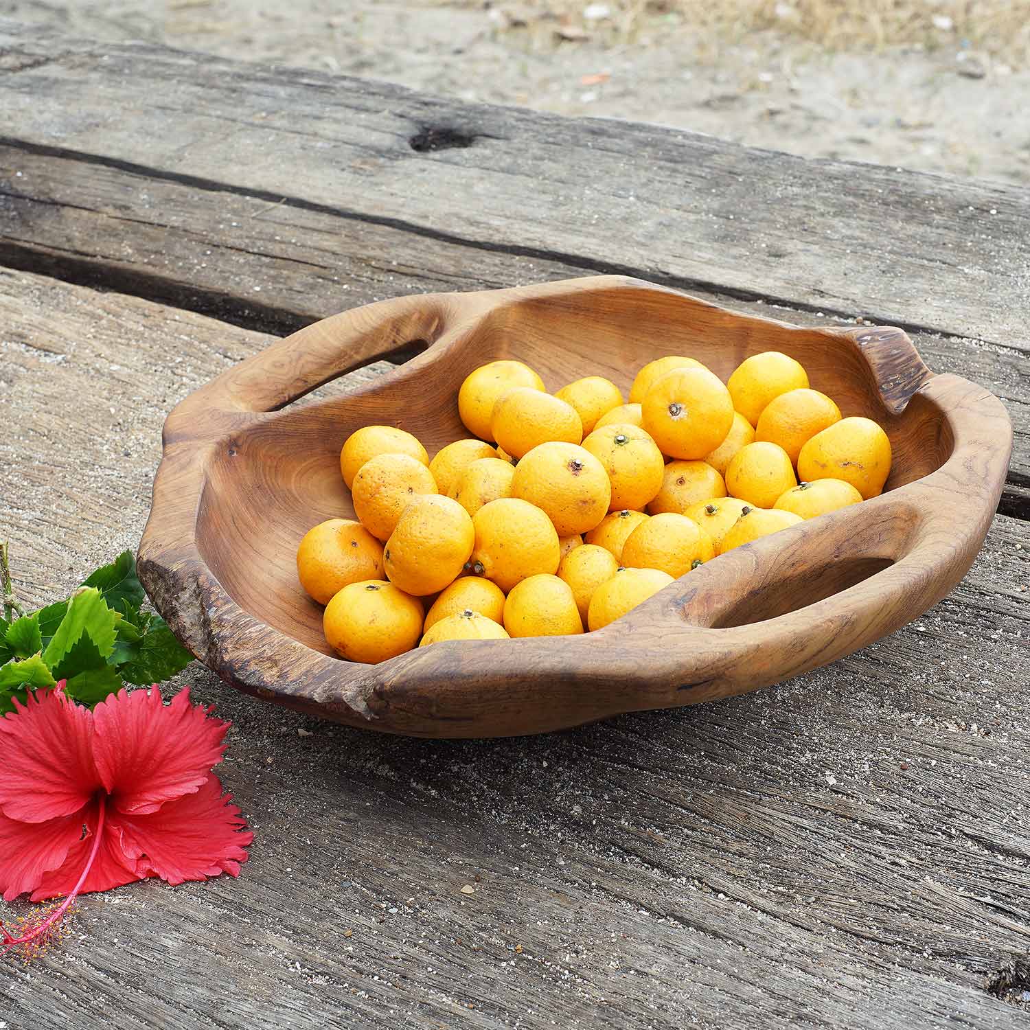 Rico &amp; Plato Dora Teak Serving Bowl with Integral Handles