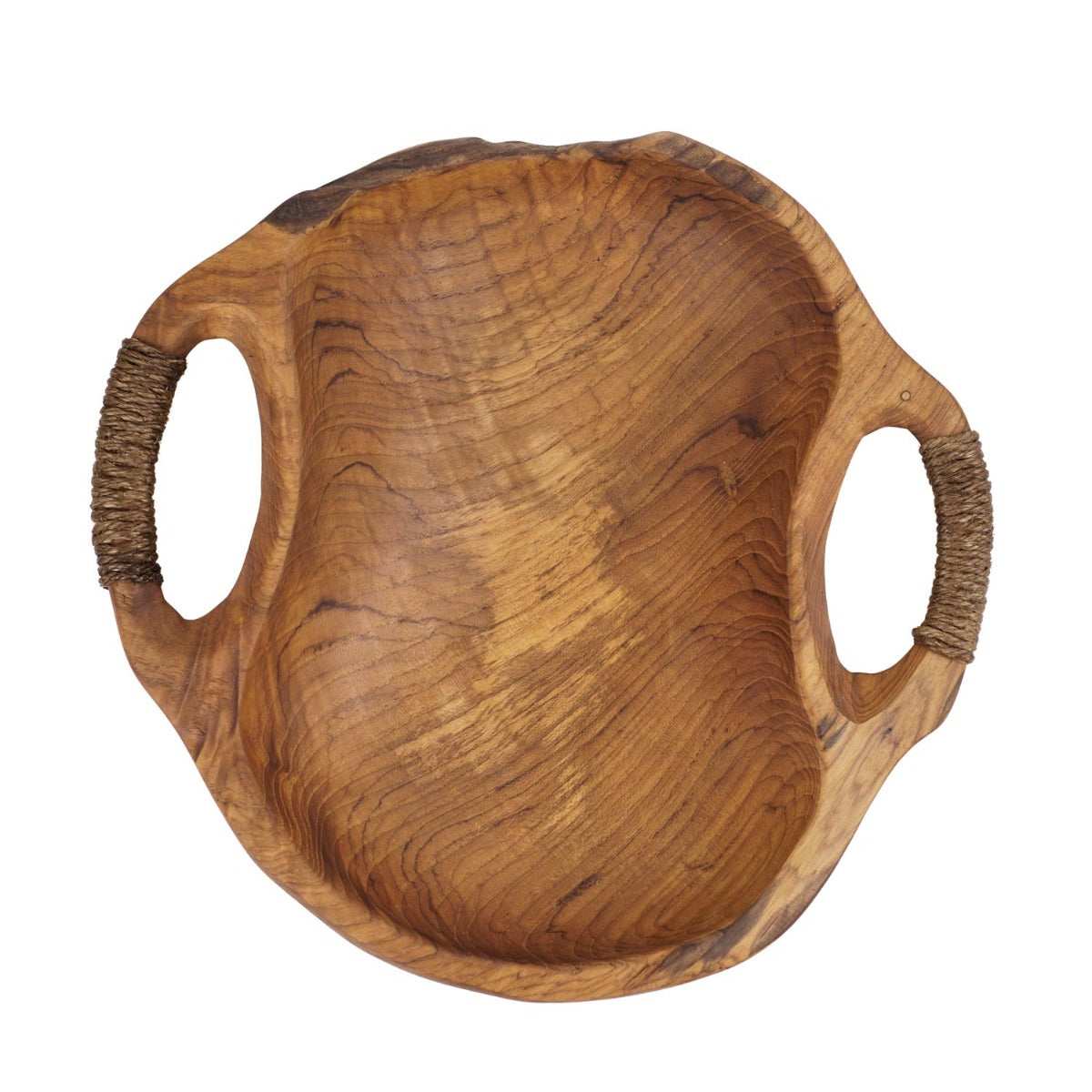 Rico &amp; Plato Dora Teak Serving Bowl with Rope Handles
