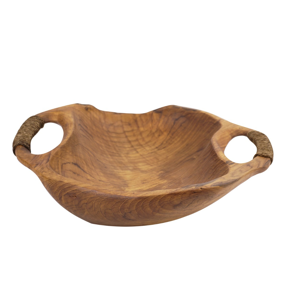 Rico &amp; Plato Dora Teak Serving Bowl with Rope Handles