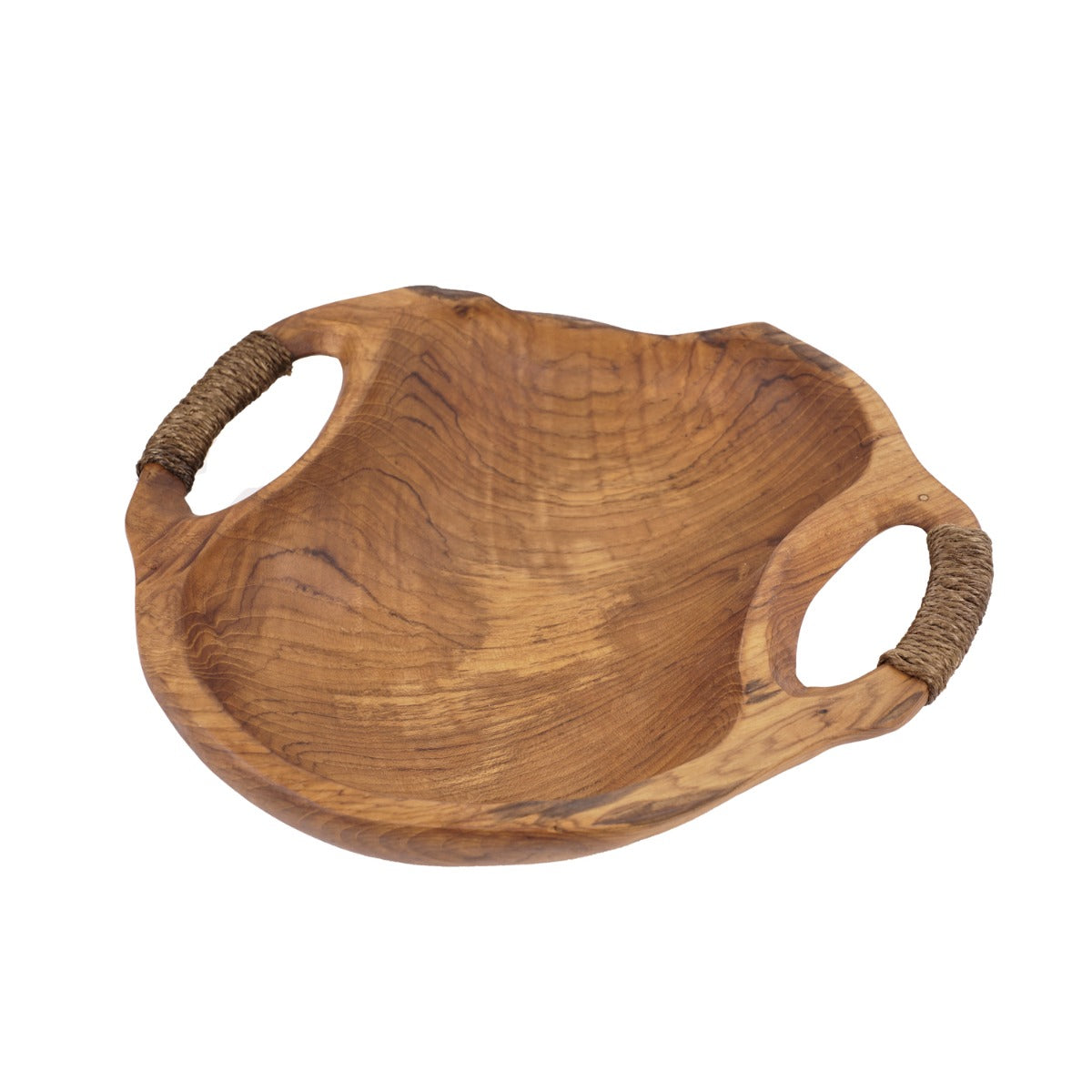 Rico &amp; Plato Dora Teak Serving Bowl with Rope Handles