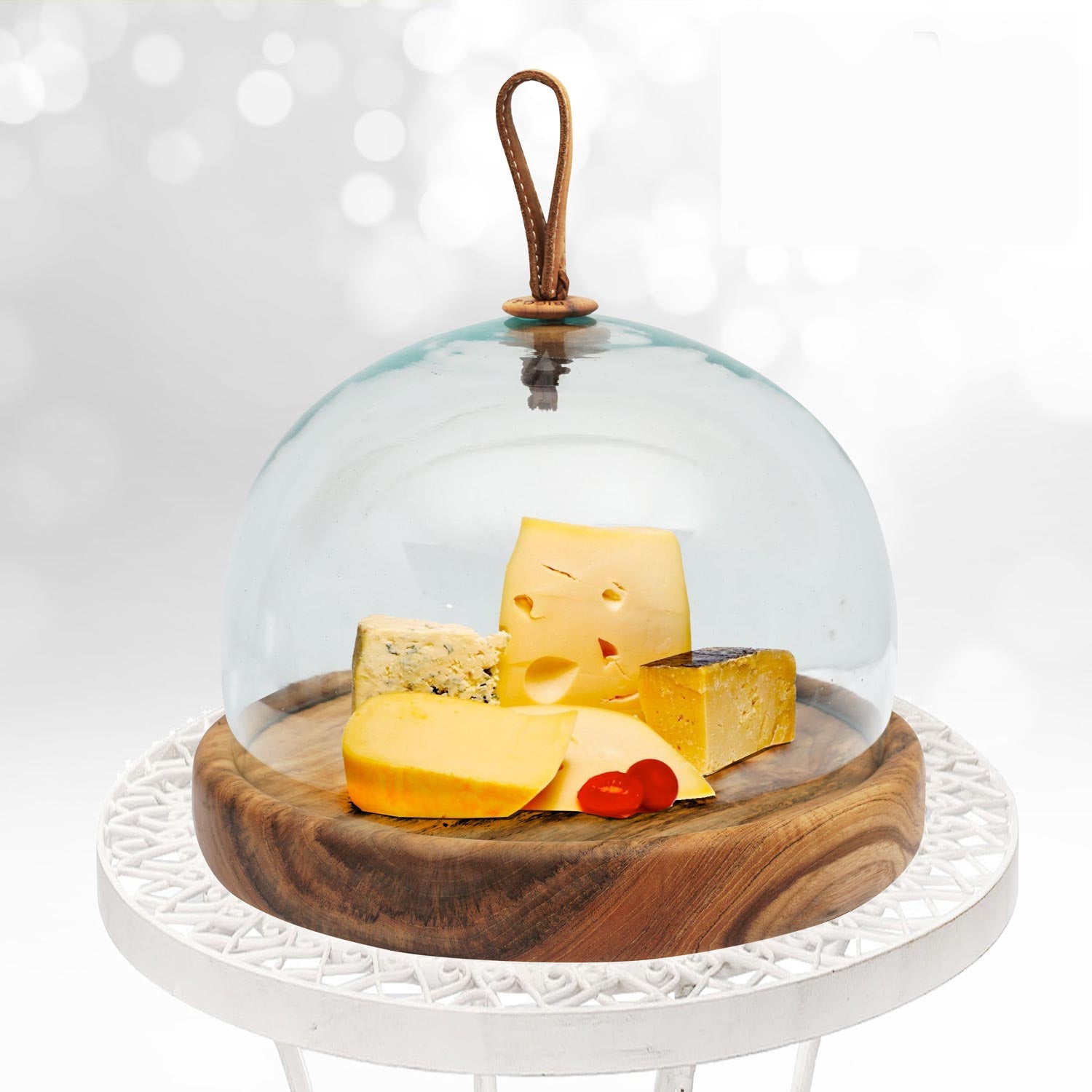 Rico & Plato Fiore Glass Dome Cheese Platter/Cake Server - Thumbnail 2