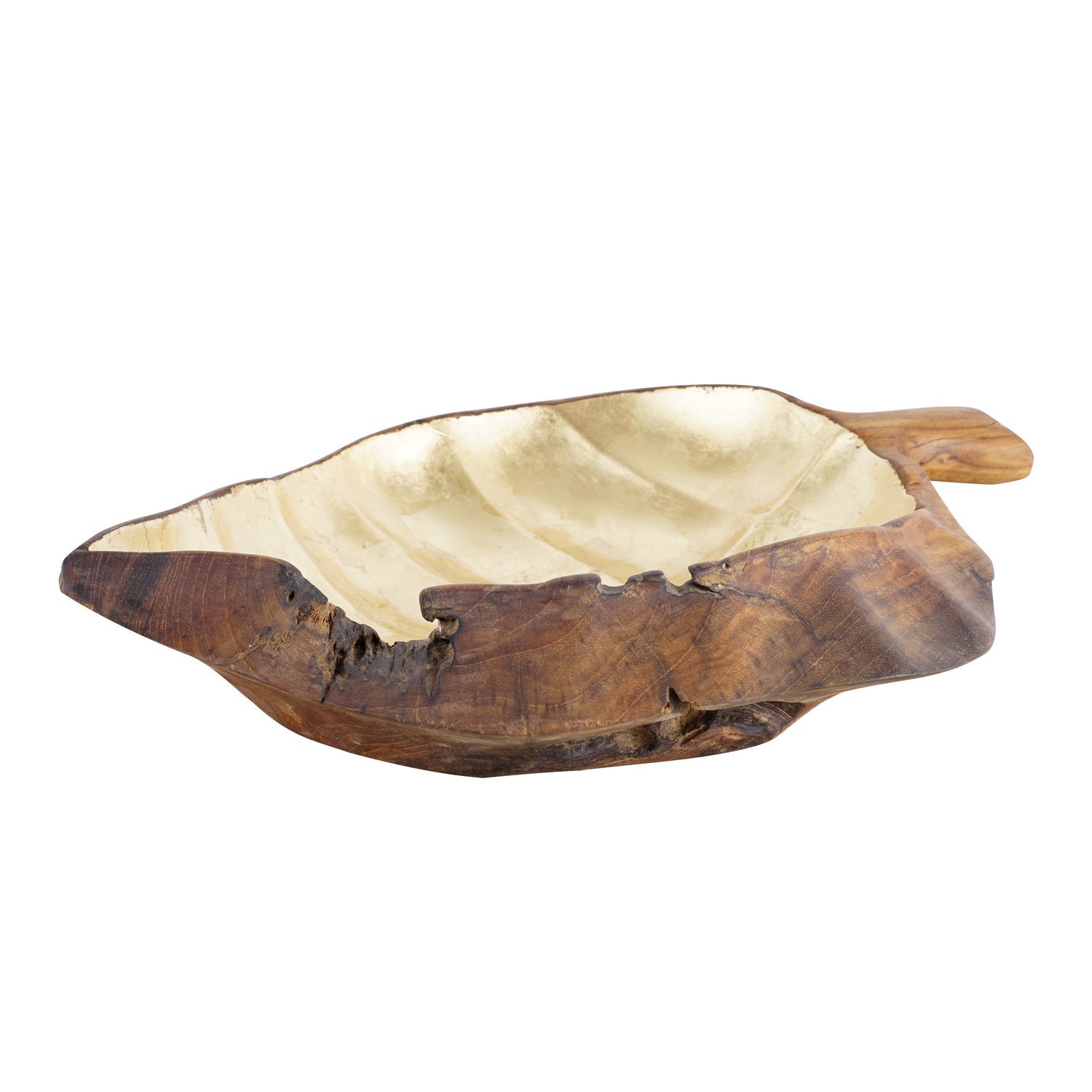 Rico & Plato Gilles Teak Fruit Bowl with Gold Leaf Interior - Thumbnail 4