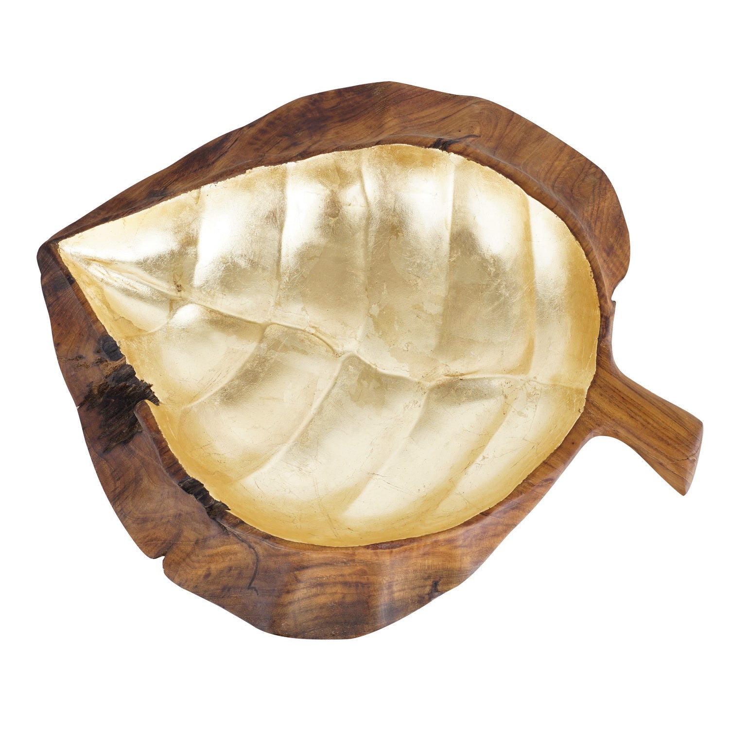 Rico & Plato Gilles Teak Fruit Bowl with Gold Leaf Interior - Thumbnail 3