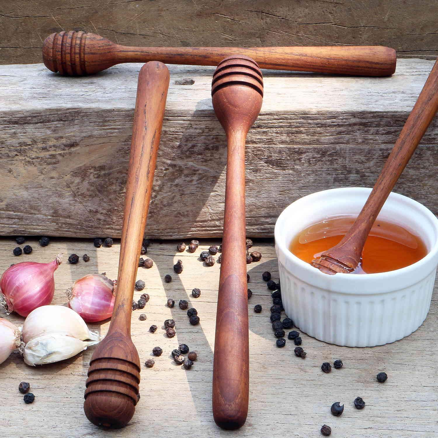 Rico & Plato Teak Honey Dipper (Set of 2)
