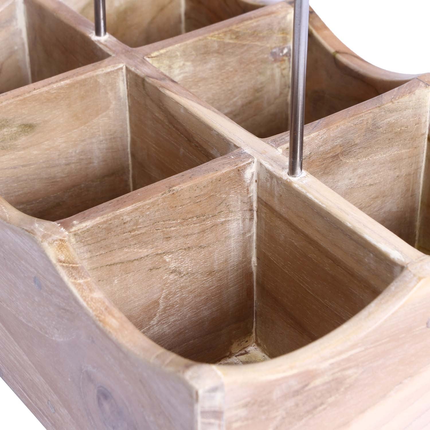 Rico & Plato Kent Oak Bottle and Glass Holder with Whitewash Finish - Thumbnail 5