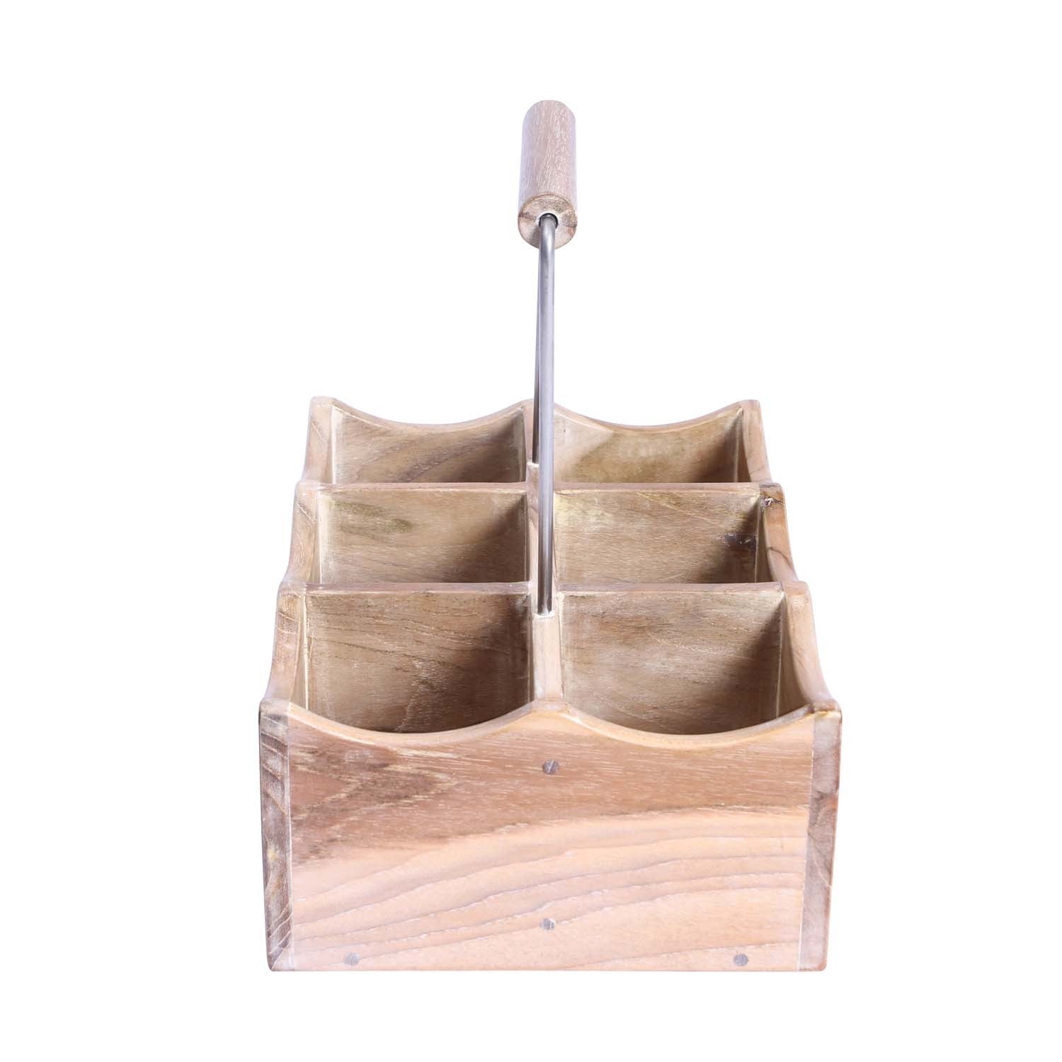 Rico &amp; Plato Kent Oak Bottle and Glass Holder with Whitewash Finish