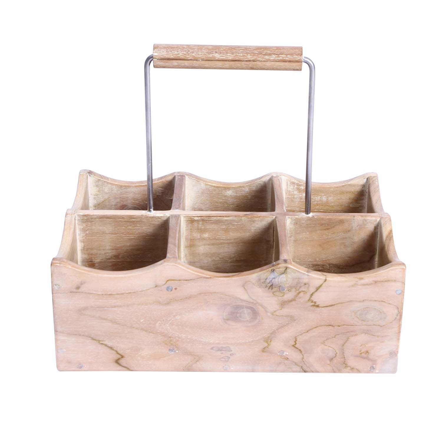 Rico & Plato Kent Oak Bottle and Glass Holder with Whitewash Finish - Thumbnail 3