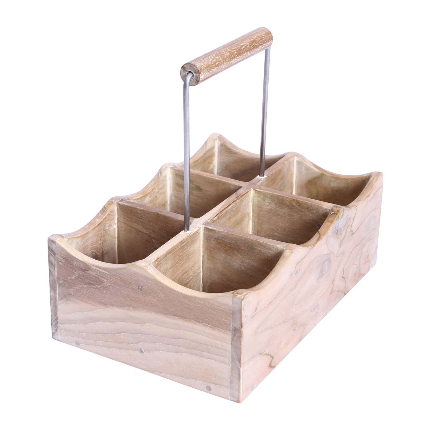 Rico & Plato Kent Oak Bottle and Glass Holder with Whitewash Finish