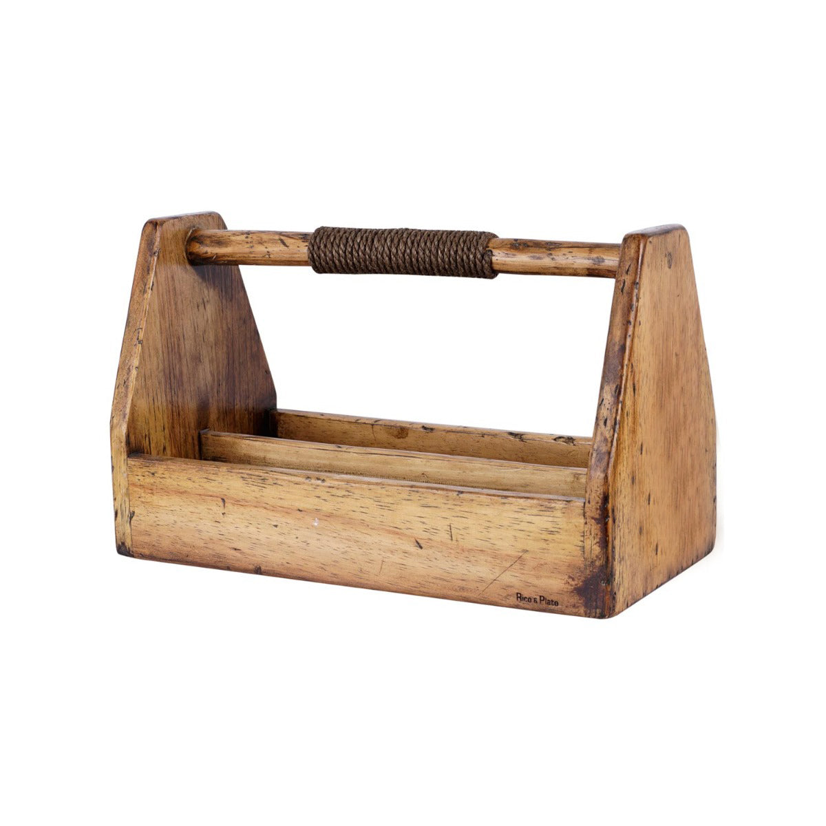 Rico & Plato Small Teak Wood Barbeque Grill Accessory Square Caddy - Thumbnail 2