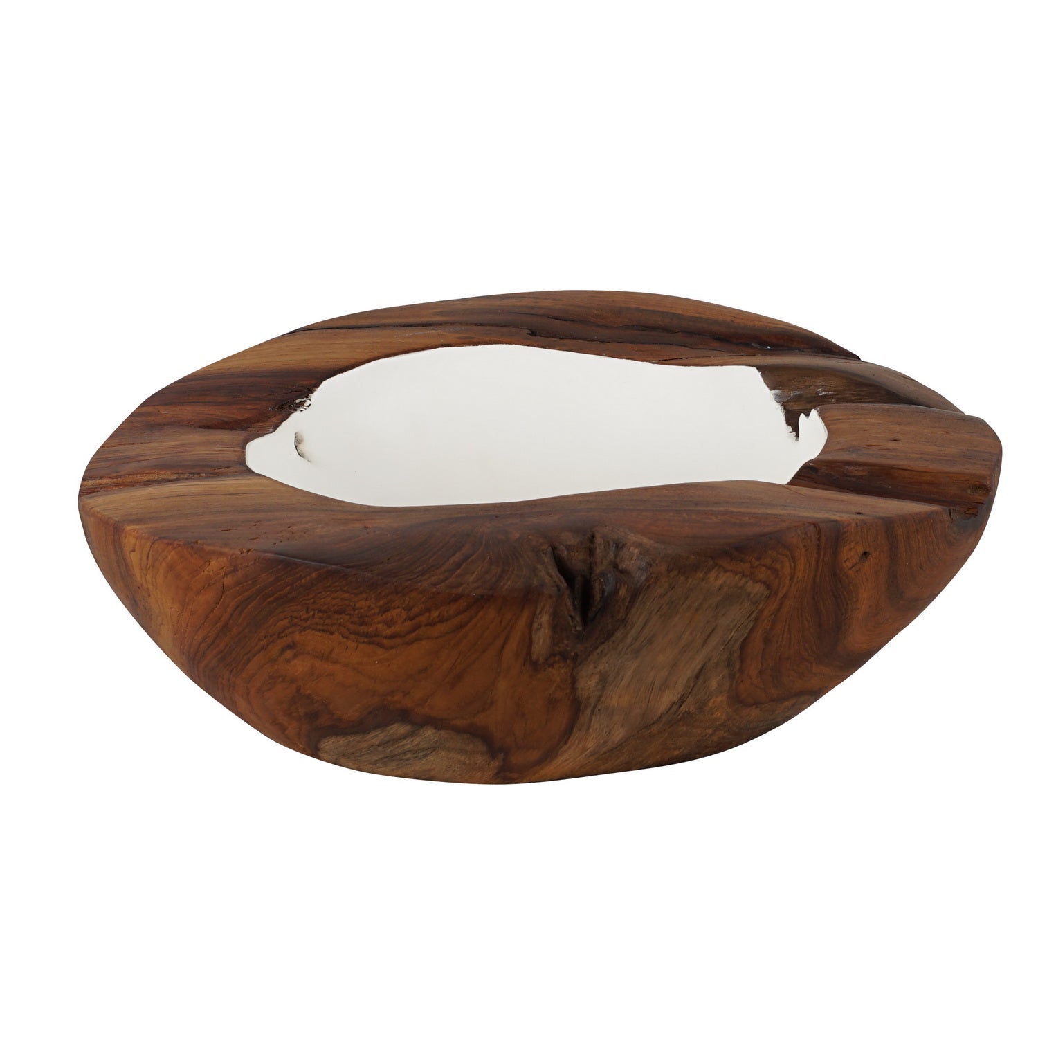 Rico & Plato Lindsey Extra Large Teak Bowl with White Interior - Thumbnail 4
