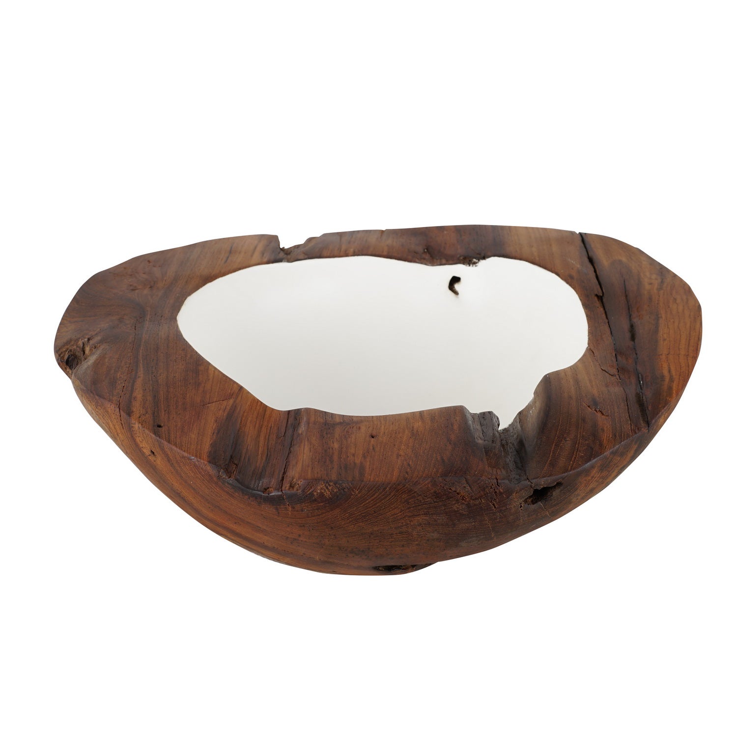 Rico & Plato Lindsey Extra Large Teak Bowl with White Interior