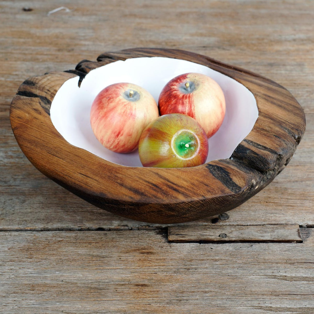 Rico &amp; Plato Lindsey Large Teak Bowl with White Interior