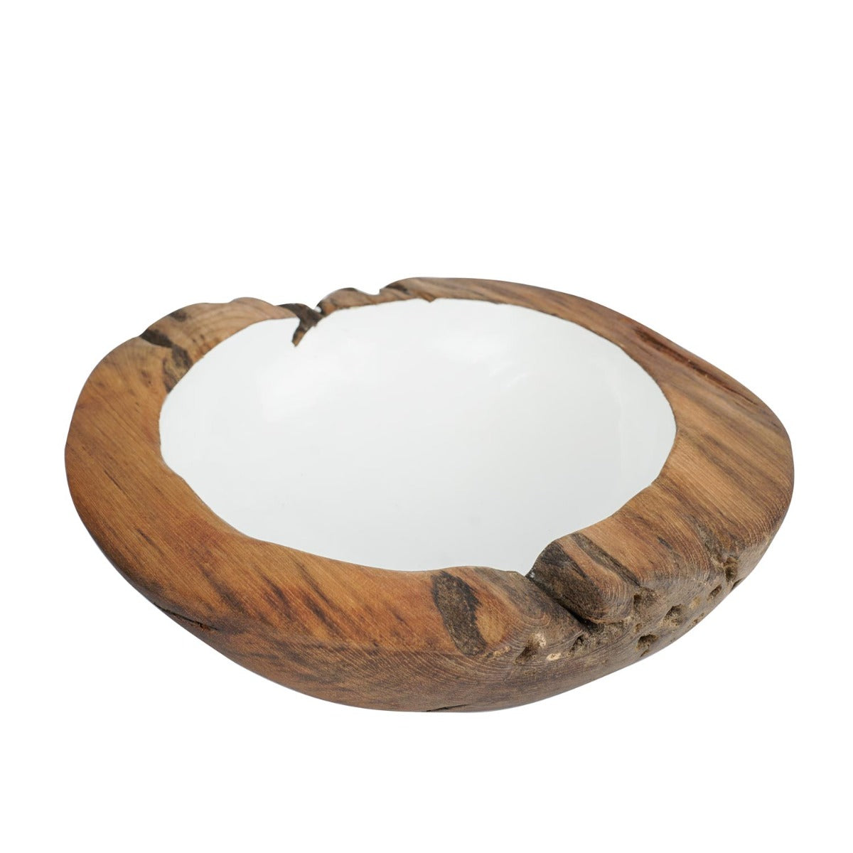 Rico & Plato Lindsey Extra Large Teak Bowl with White Interior - Thumbnail 3