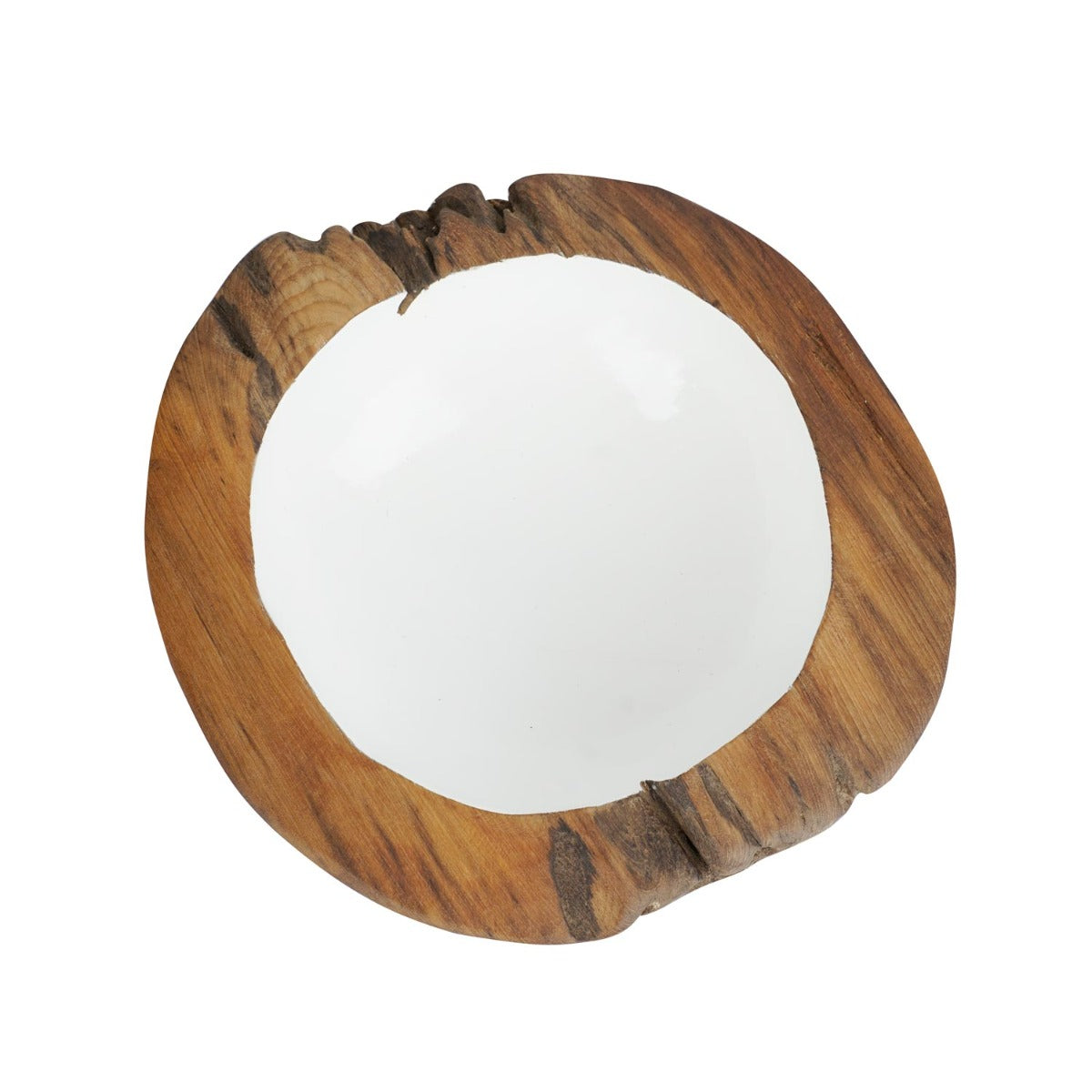 Rico &amp; Plato Lindsey Large Teak Bowl with White Interior
