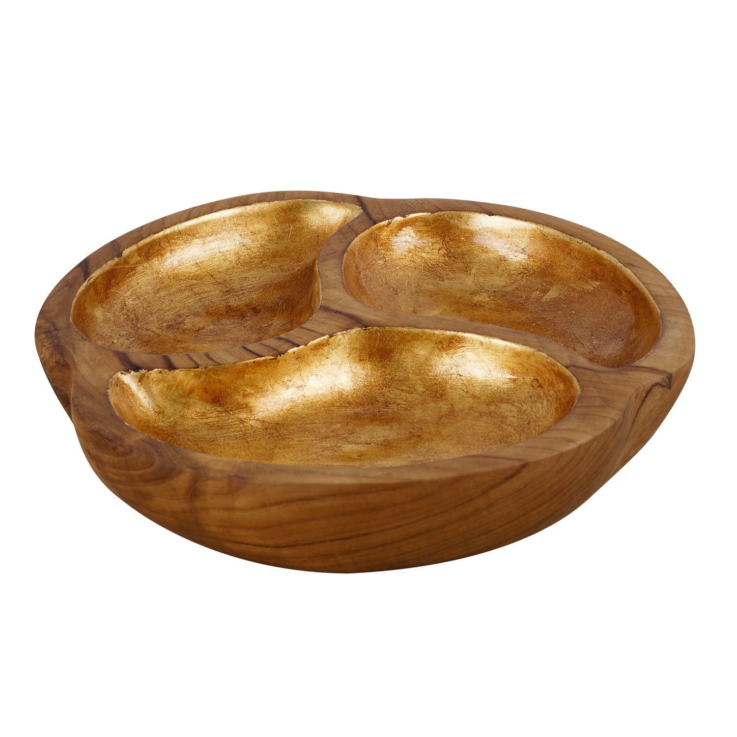 Rico & Plato Manouche Teak Serving Bowl with Gold Leaf Interior