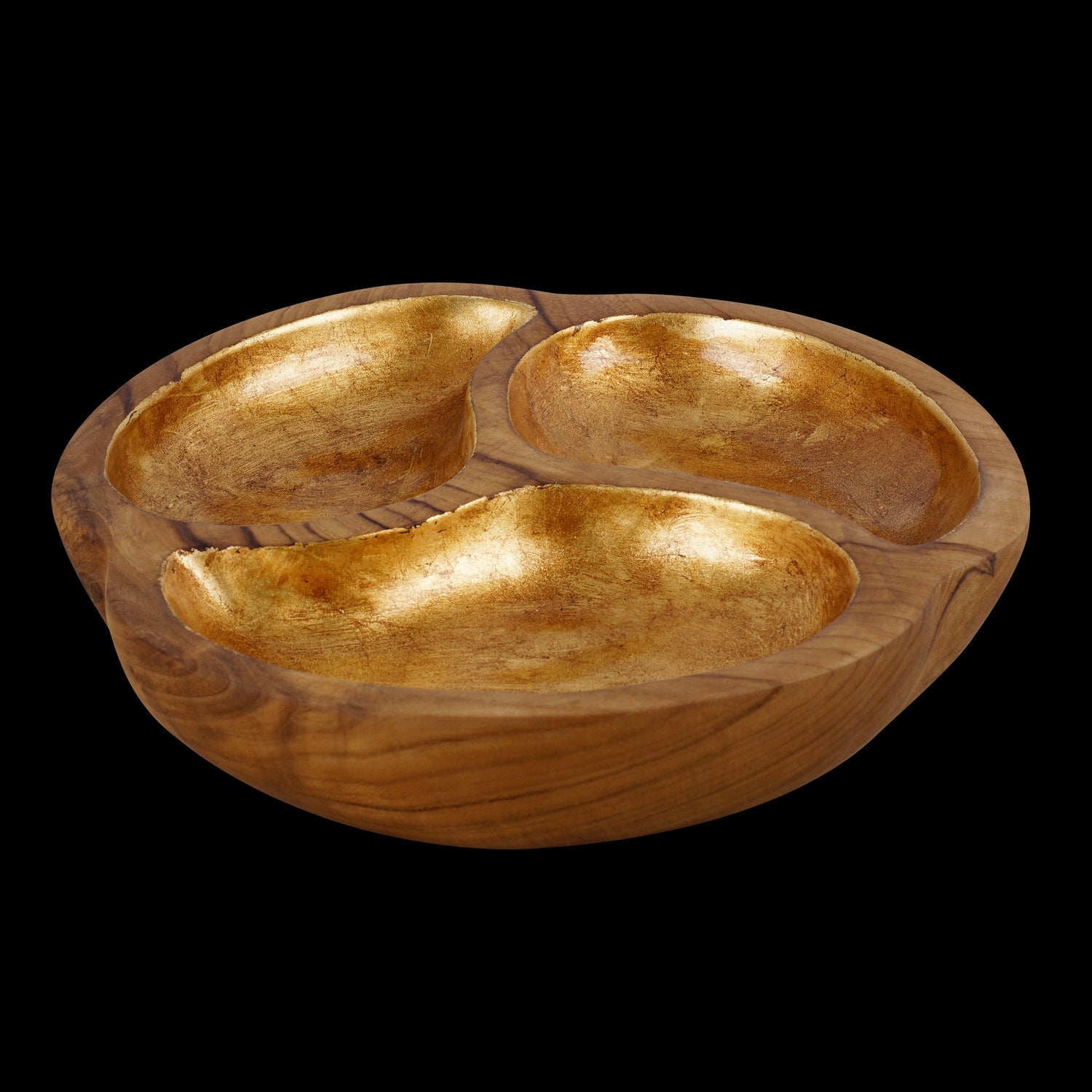 Rico & Plato Manouche Teak Serving Bowl with Gold Leaf Interior - Thumbnail 2