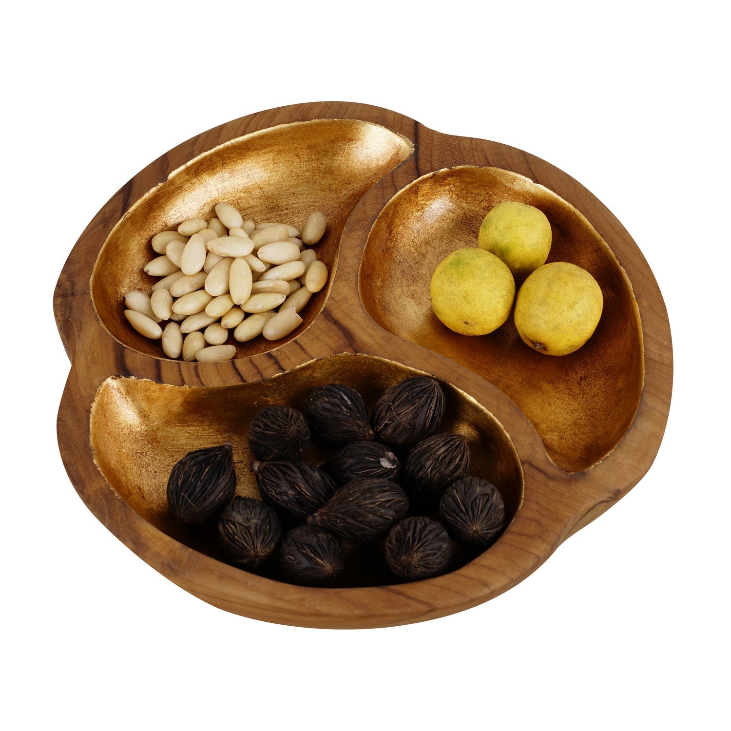 Rico & Plato Manouche Teak Serving Bowl with Gold Leaf Interior - Thumbnail 4