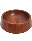 Wooden bowl with a rich brown finish on a white background