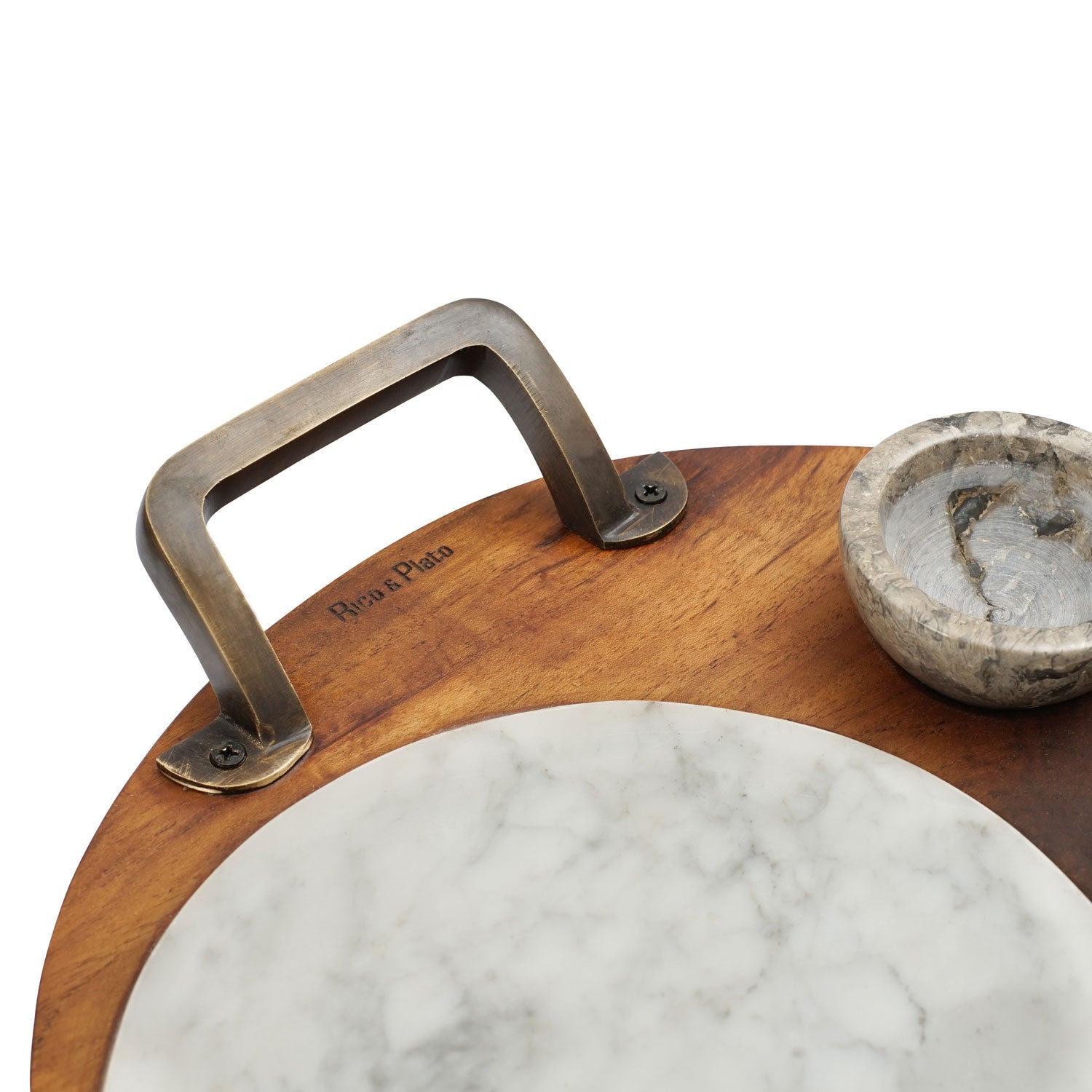 Rico & Plato Mutsu Teak Sushi Server with Integrated Handles and 2 Marbale Pots - Thumbnail 4