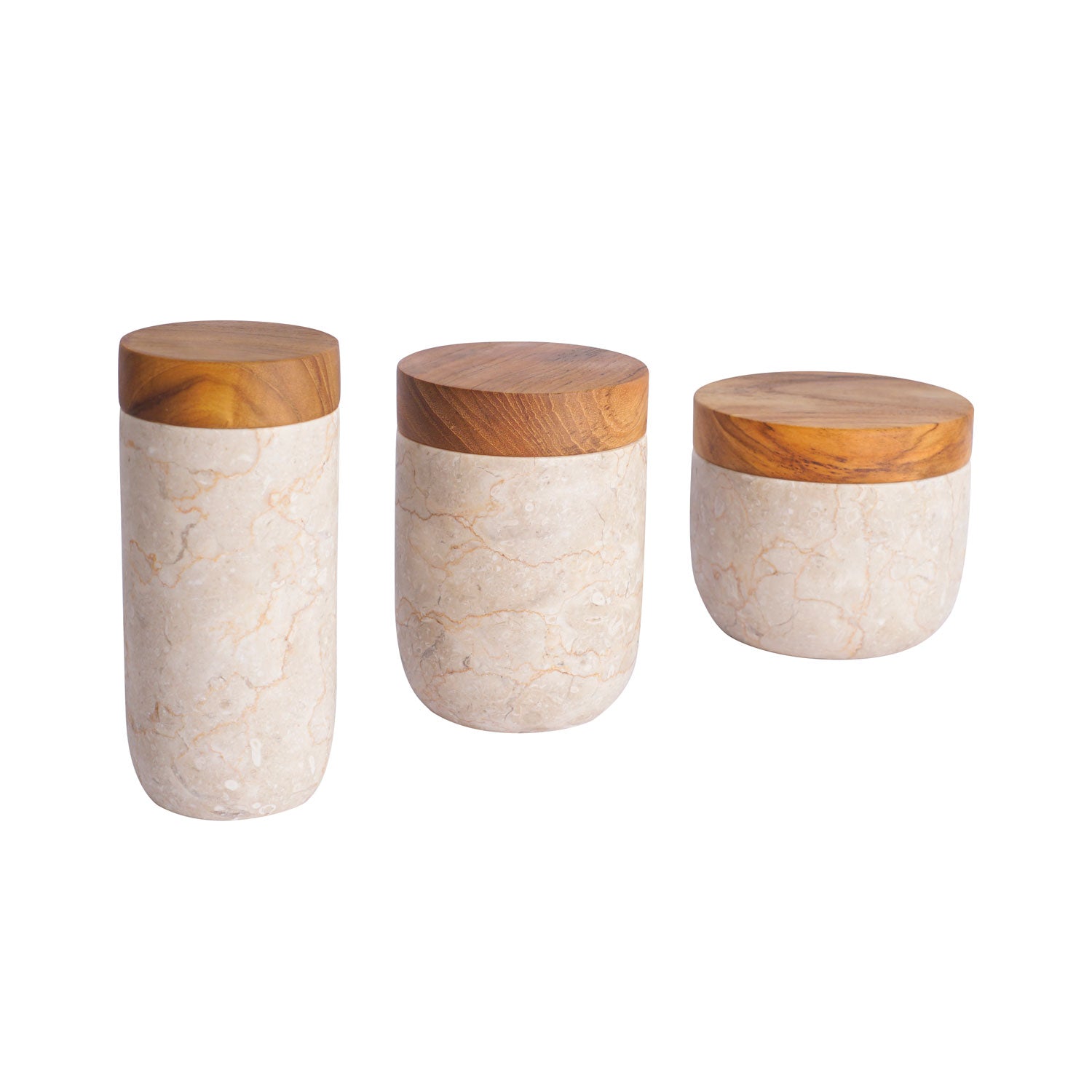Rico & Plato Nimes Glossy Marble Pots (Set of 3) - Thumbnail 2