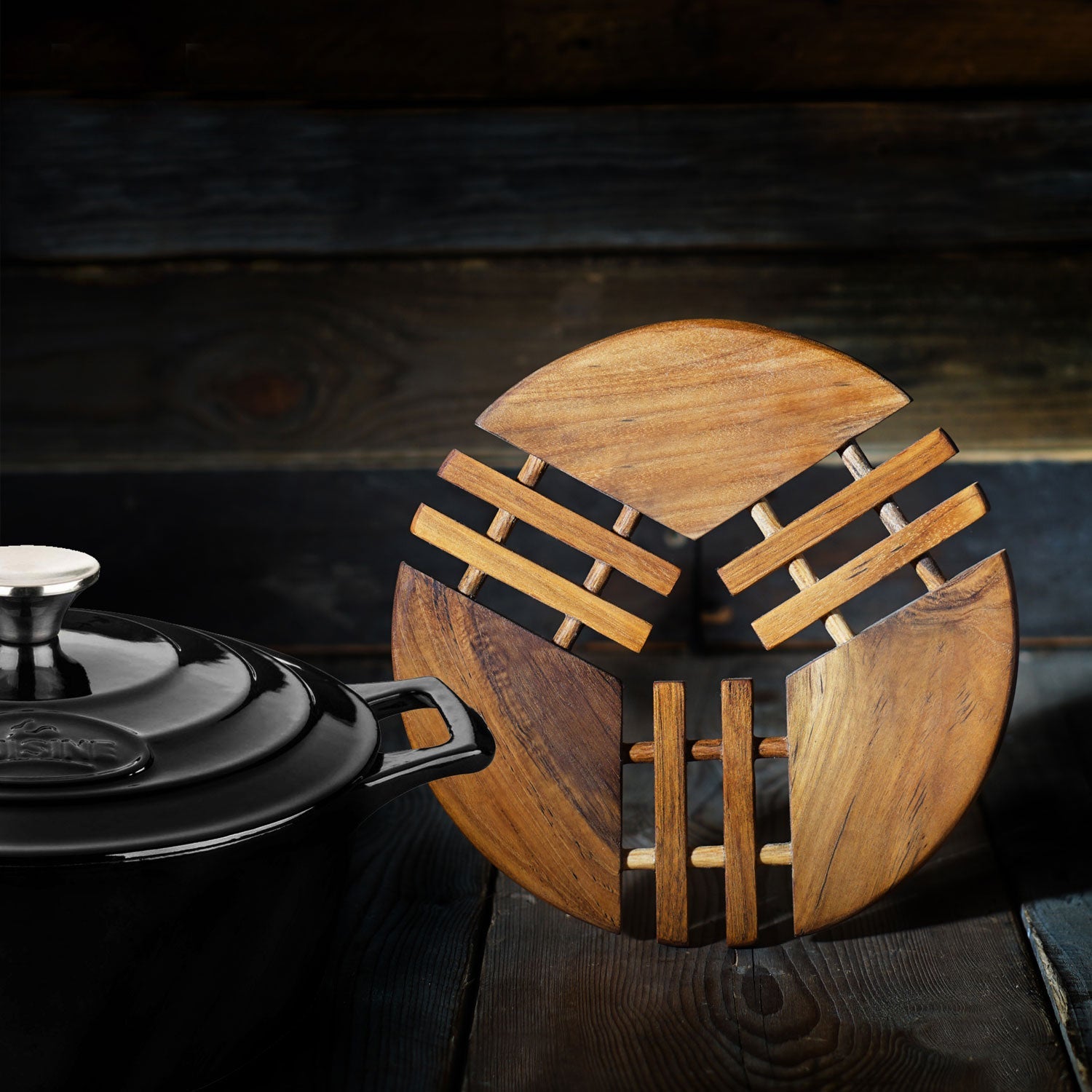 Rico & Plato Palma Teak Trivet Set of 3 - Thumbnail 4