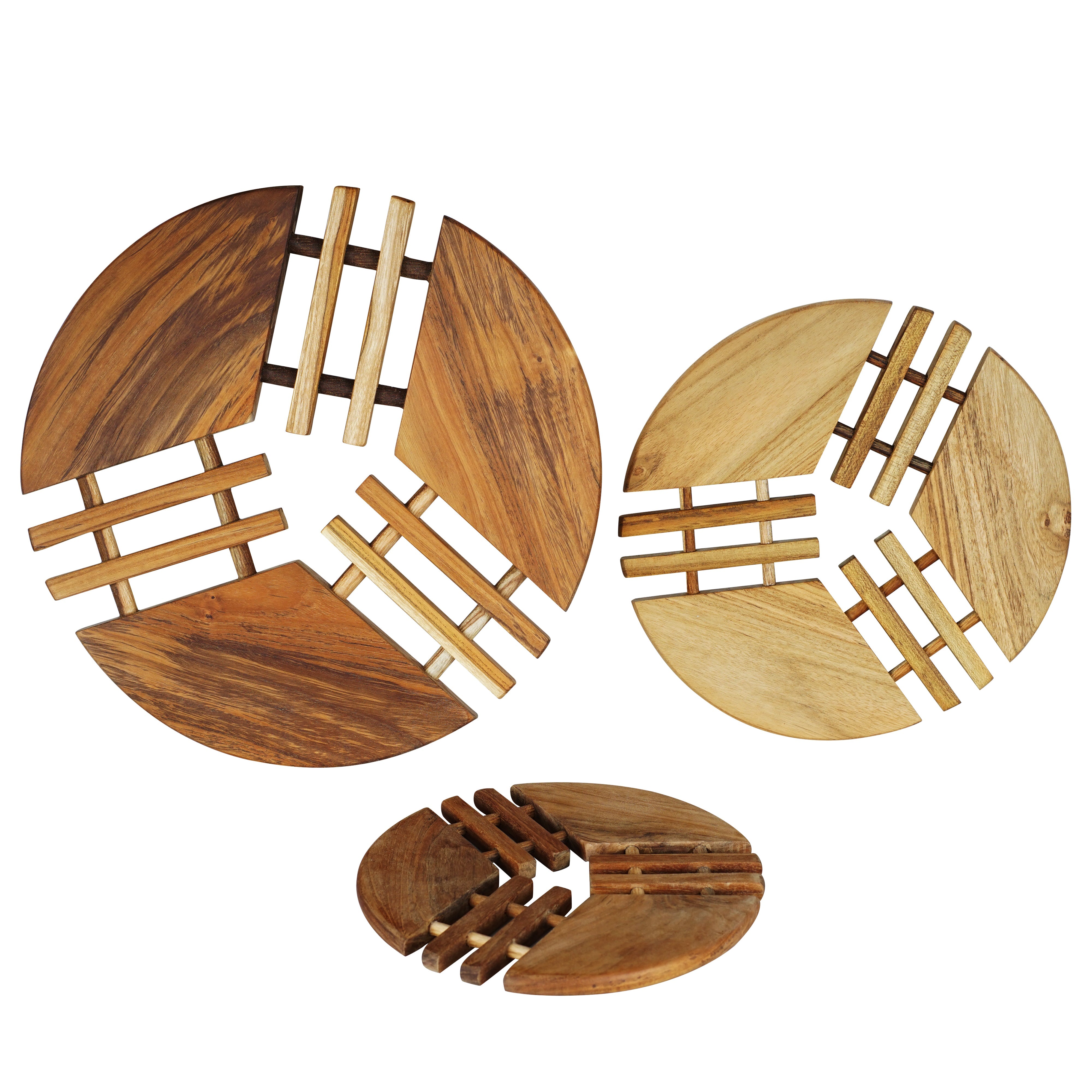 Rico & Plato Palma Teak Trivet Set of 3 - Thumbnail 2
