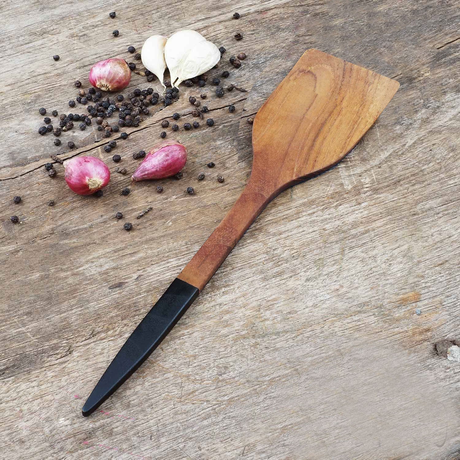 Rico &amp; Plato Resto Extra Large Teak Spatula with Black Handle