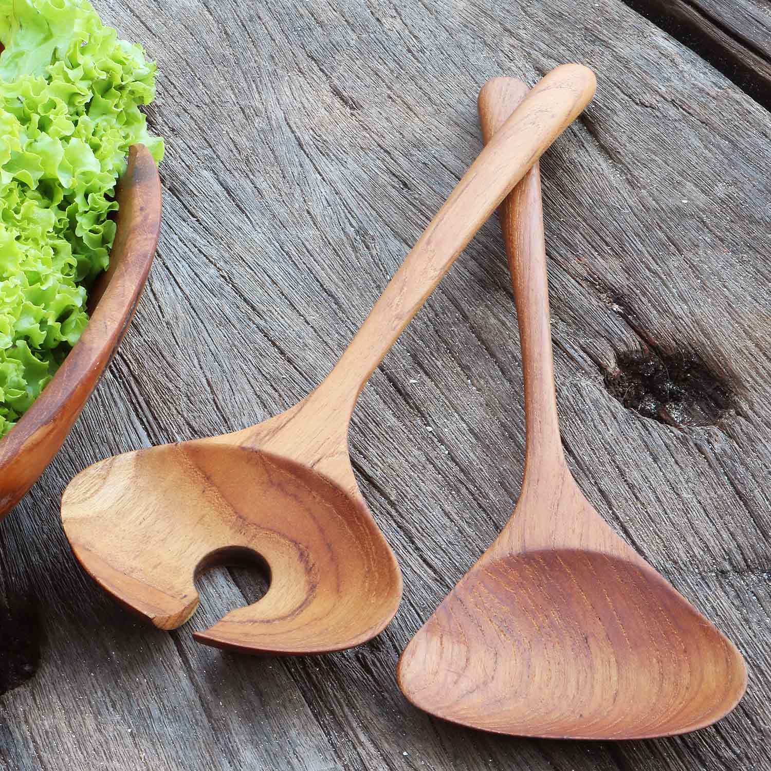 Rico & Plato Assisi Teak Salad Server - Thumbnail 3