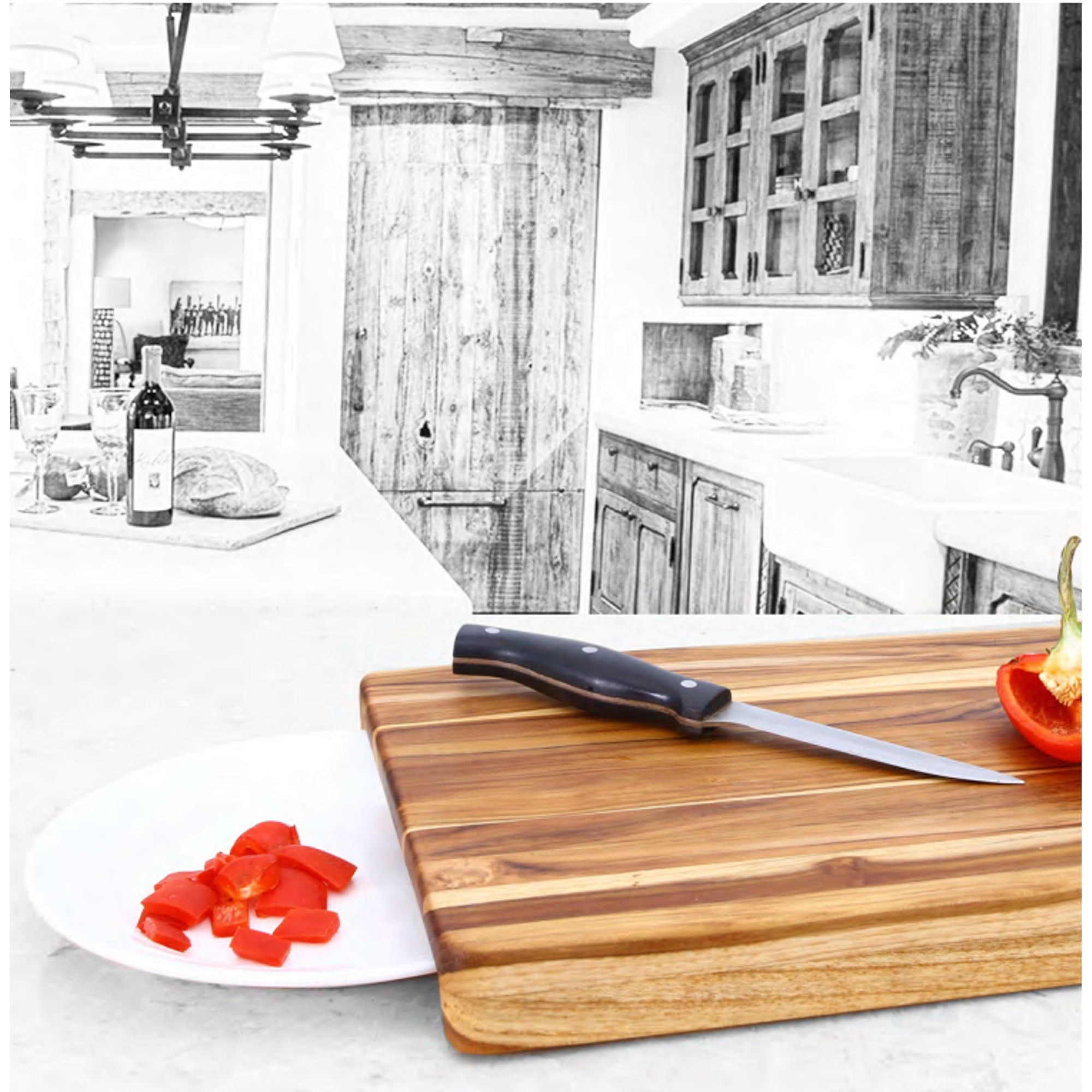Rico & Plato Tarragon Teak Cutting Board