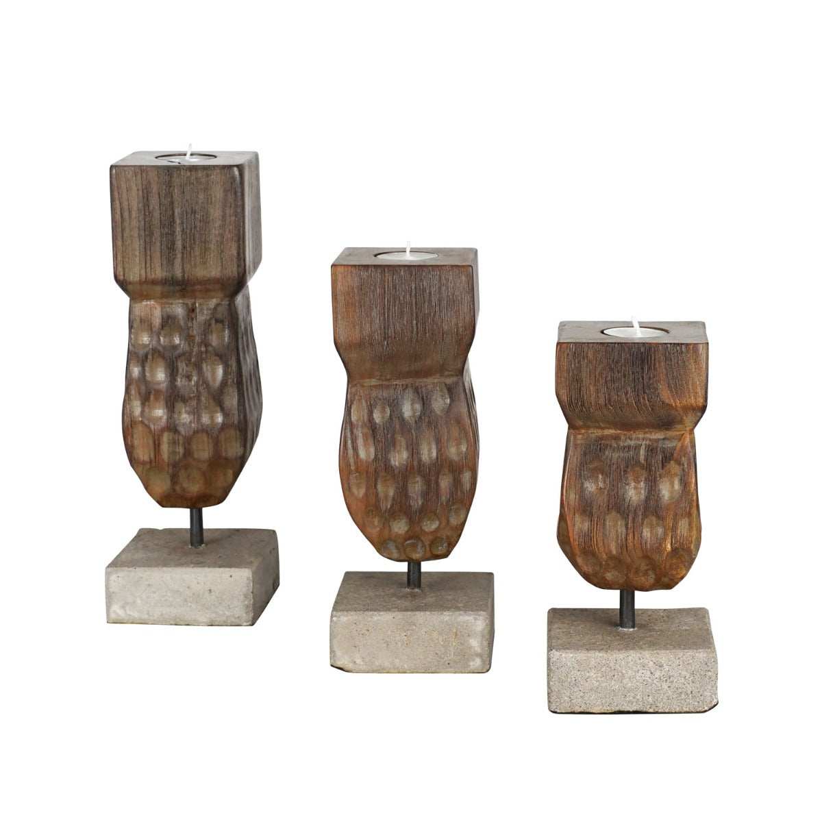 Rico & Plato Romeo Wooden Candle Holder (Set of 3)