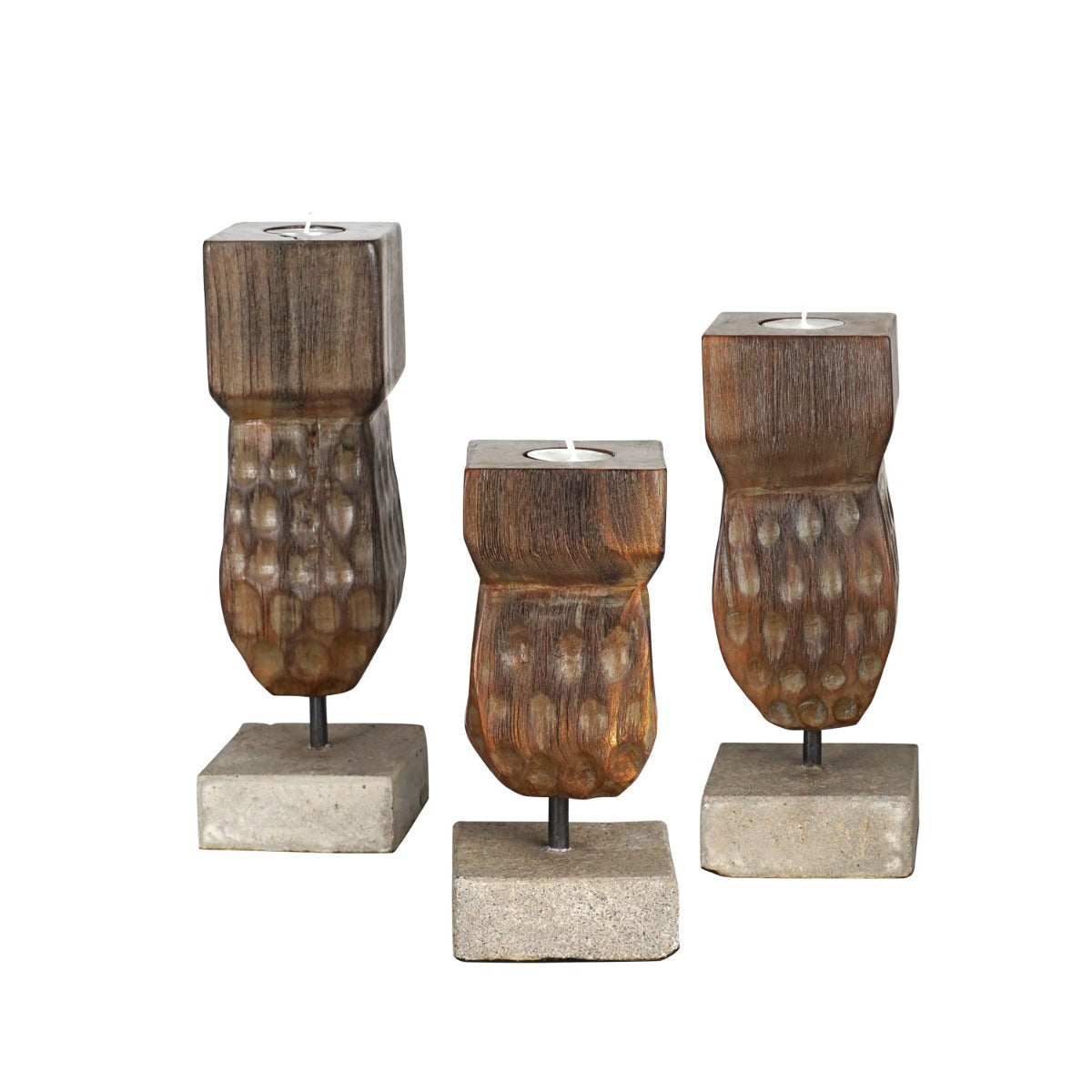 Rico & Plato Romeo Wooden Candle Holder (Set of 3) - Thumbnail 2