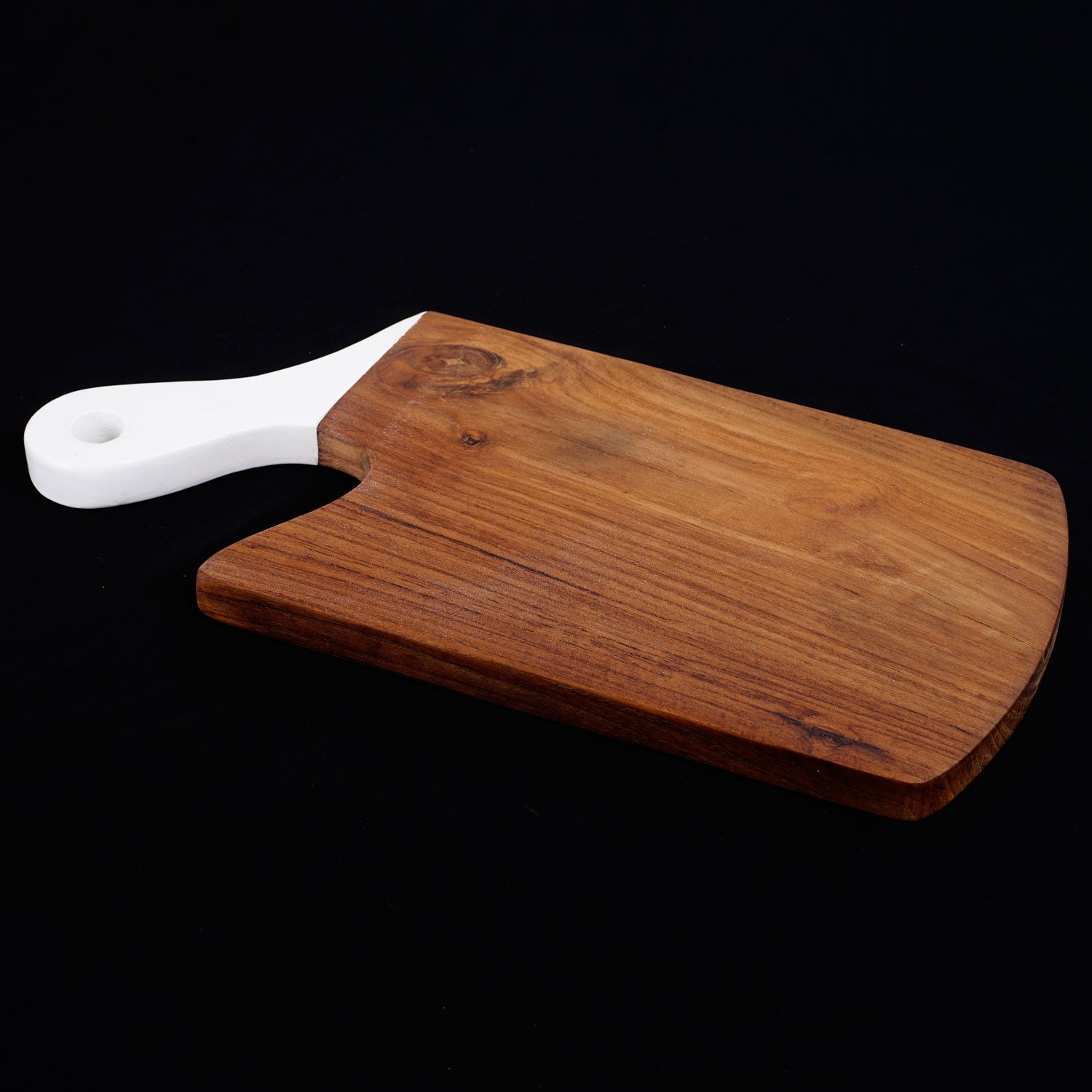 Rico & Plato Laurus Teak Cutting Board/Serving Platter with White Handle