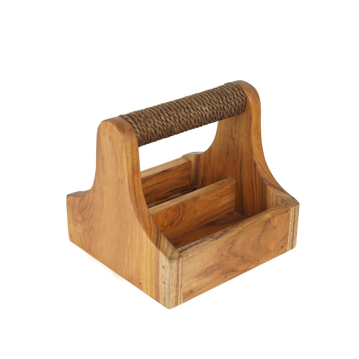 Rico & Plato Small Teak Wood Barbeque Grill Accessory Square Caddy