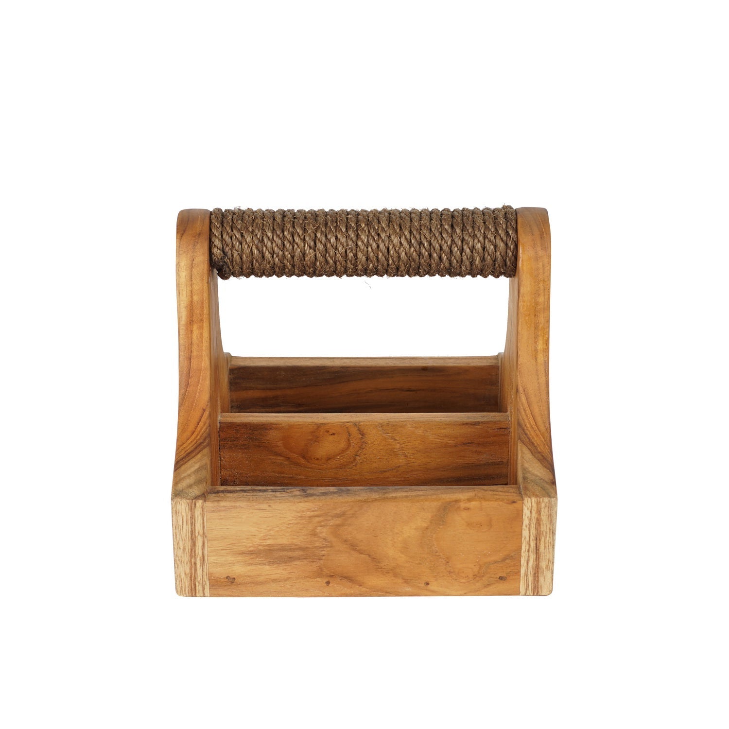 Rico & Plato Small Teak Wood Barbeque Grill Accessory Square Caddy