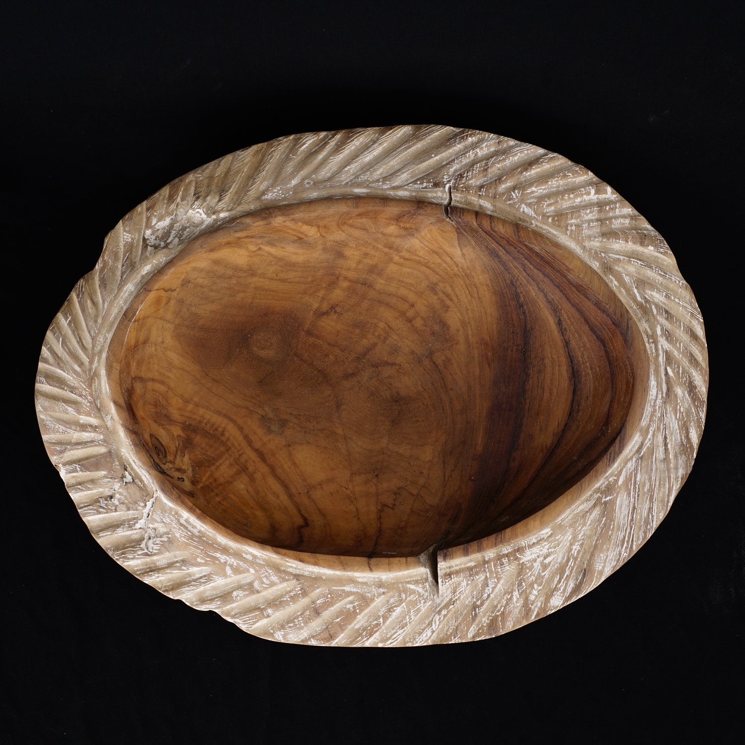 Rico & Plato Toscana Teak Bowl, Whitewashed