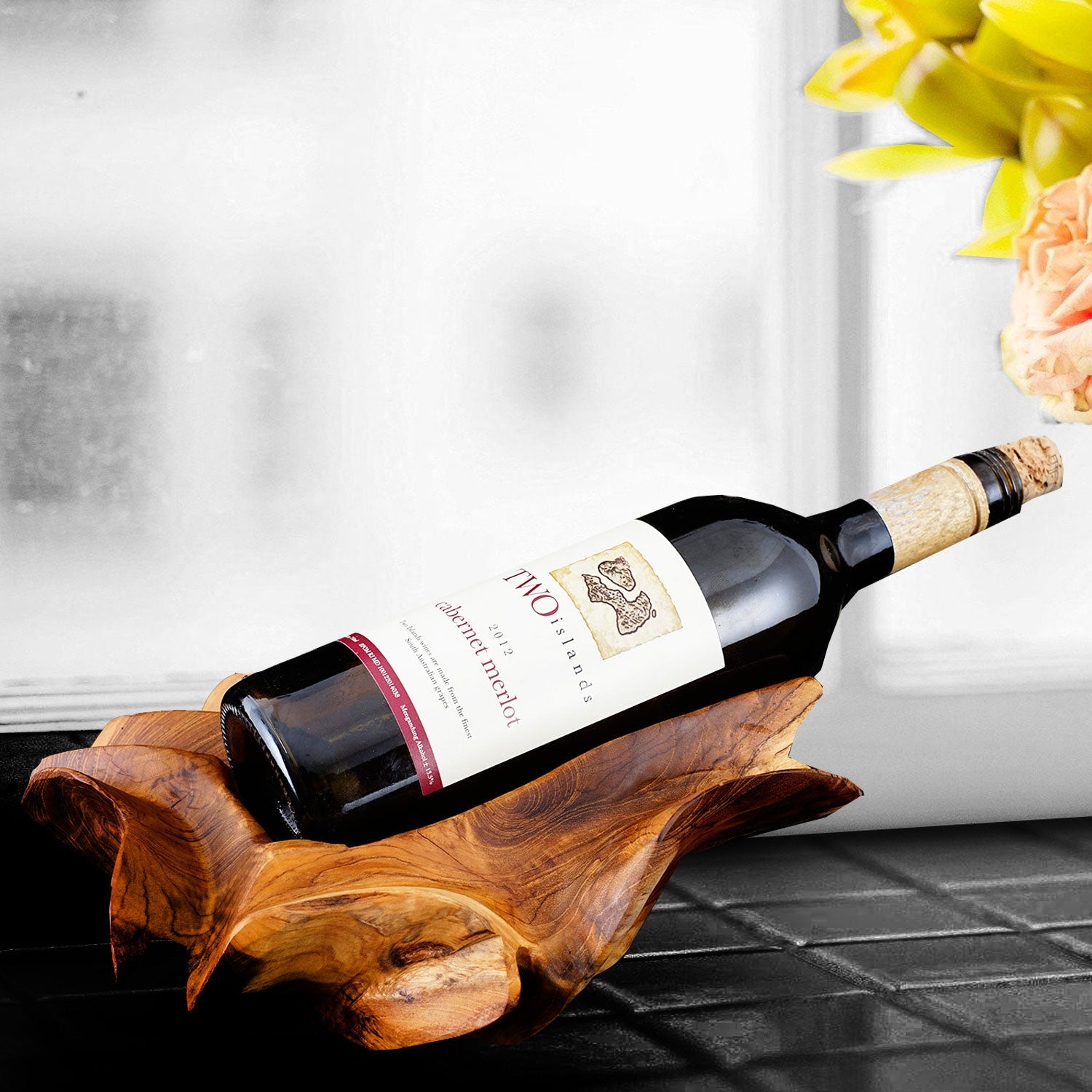 Rico & Plato Vignerons Teak Wine Bottle Holder - Thumbnail 3