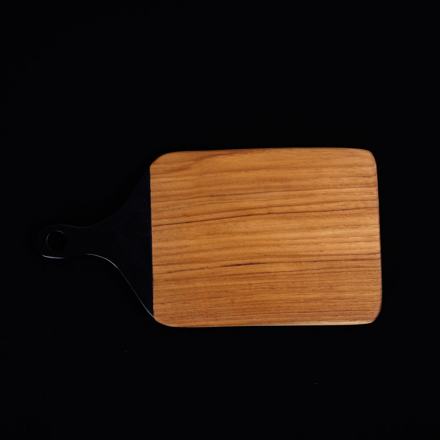 Rico & Plato Pepper Teak Cutting Board/Serving Pepper with Black Handle