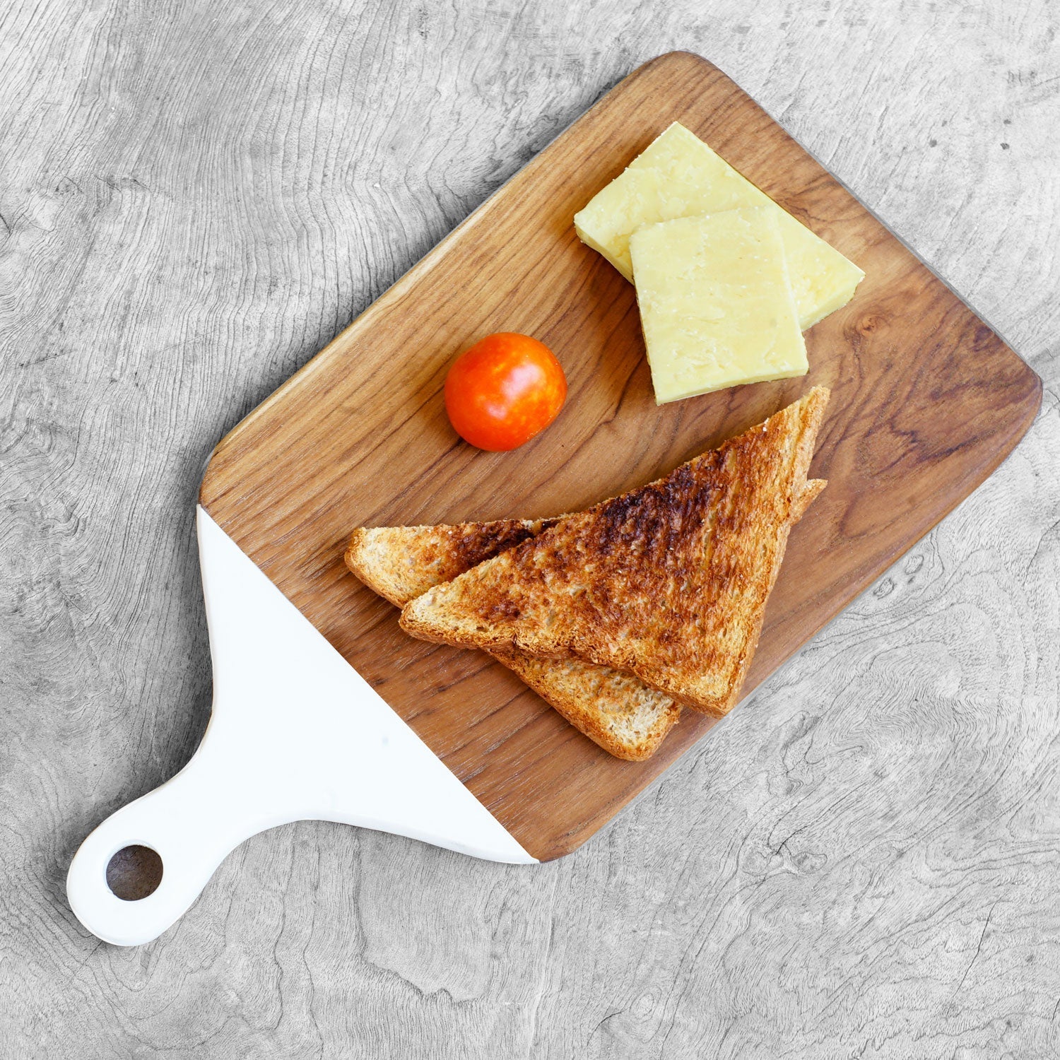 Rico & Plato Laurus Teak Cutting Board/Serving Platter with White Handle - Thumbnail 2