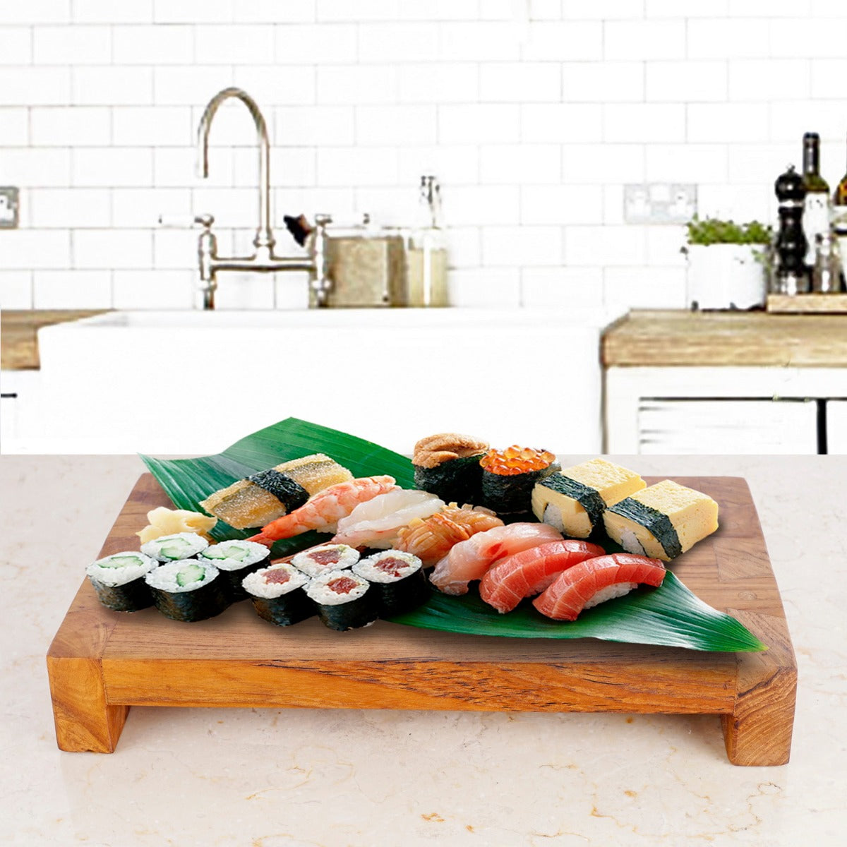 Rico & Plato Wasabi Teak Serving Platter - Thumbnail 4