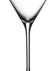 Clear martini glass on a white background