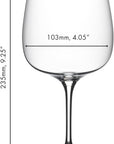 Wine glass with measurements on a white background